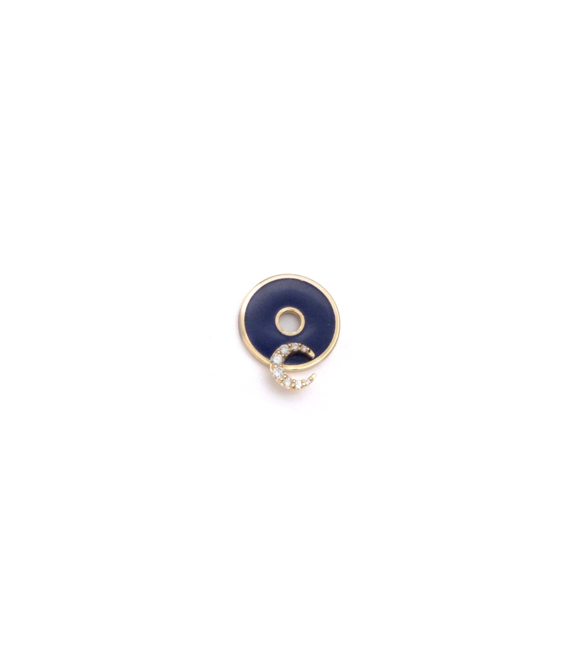 Blue Crescent Karma Champlevé Symbol Disk - Spiritual Jewelry for Meditation, Yoga & Energy Healing