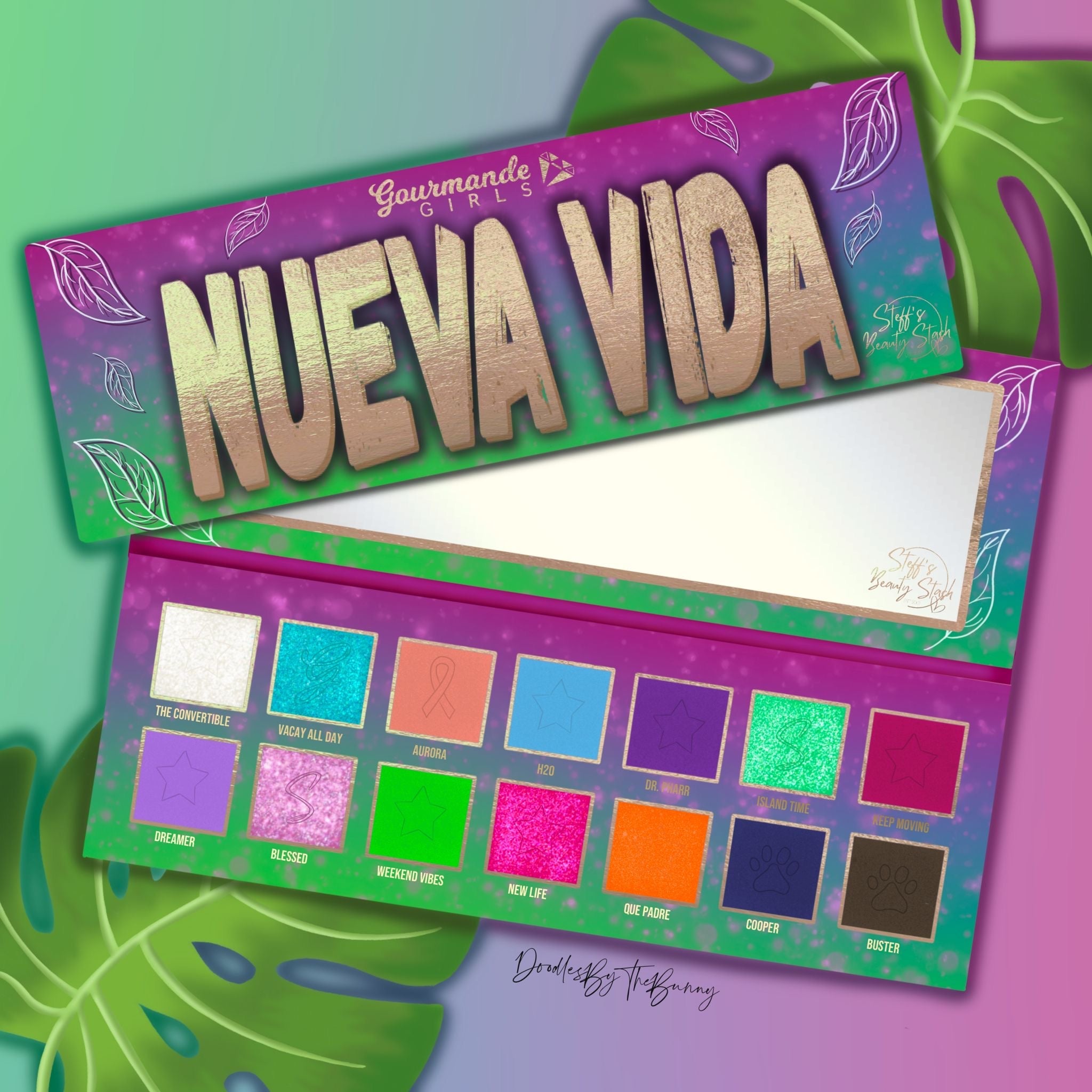 Nueva Vida x Steff's Beauty Stash Eyeshadow Palette - 18 Highly Pigmented Matte & Shimmer Eyeshadows for Professional Makeup | Perfect for Day to Night Looks, Bridal Makeup & Special Occasions