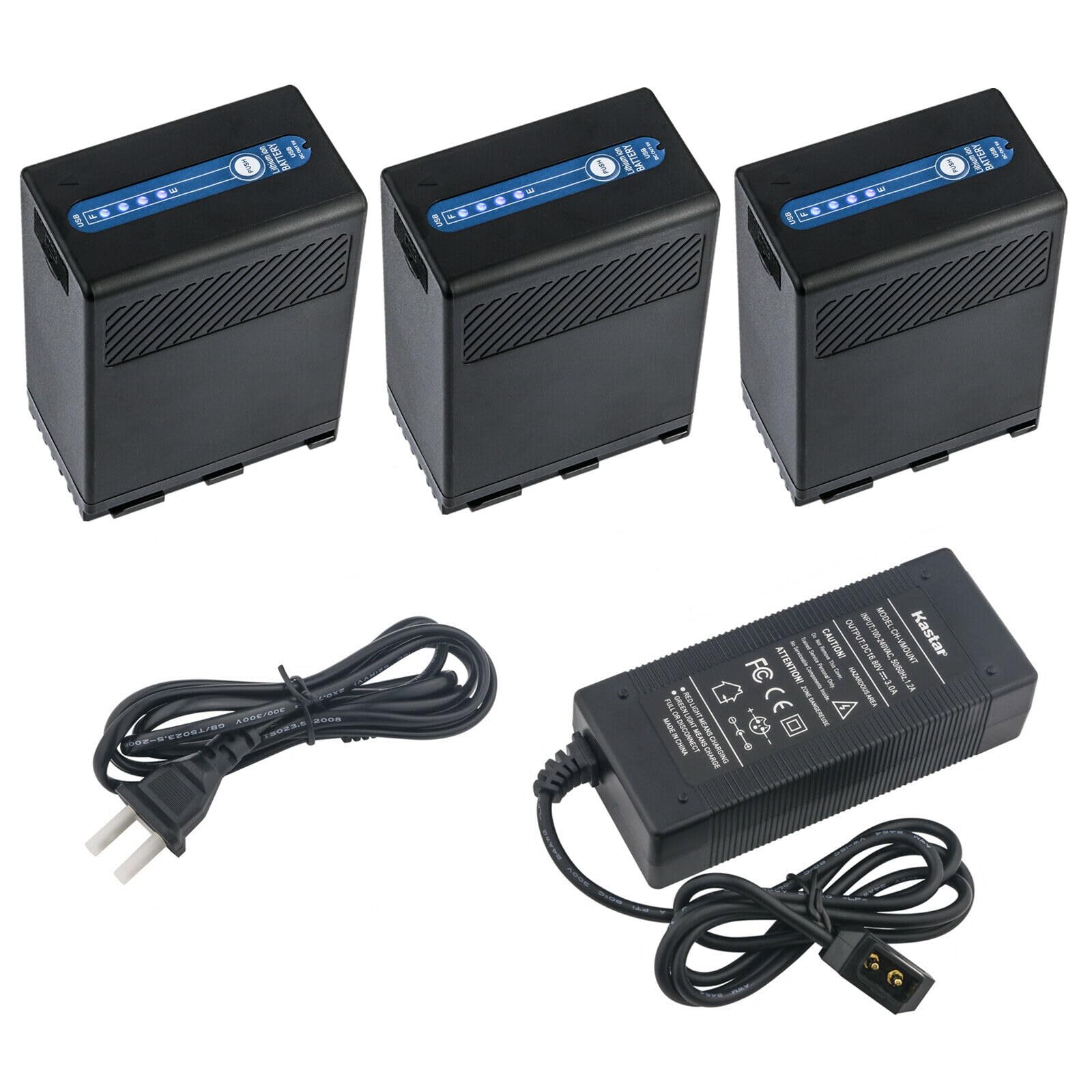 Kastar 3-Pack BP-A68 Replacement Battery & D-Tap Fast Charger for Canon EOS C220B PL Mount 4K UHD Digital Cinema Camera, C300 Mark II/III PL Cinema EOS Cameras - Professional Film Making, Documentary & Live Streaming Power Solution