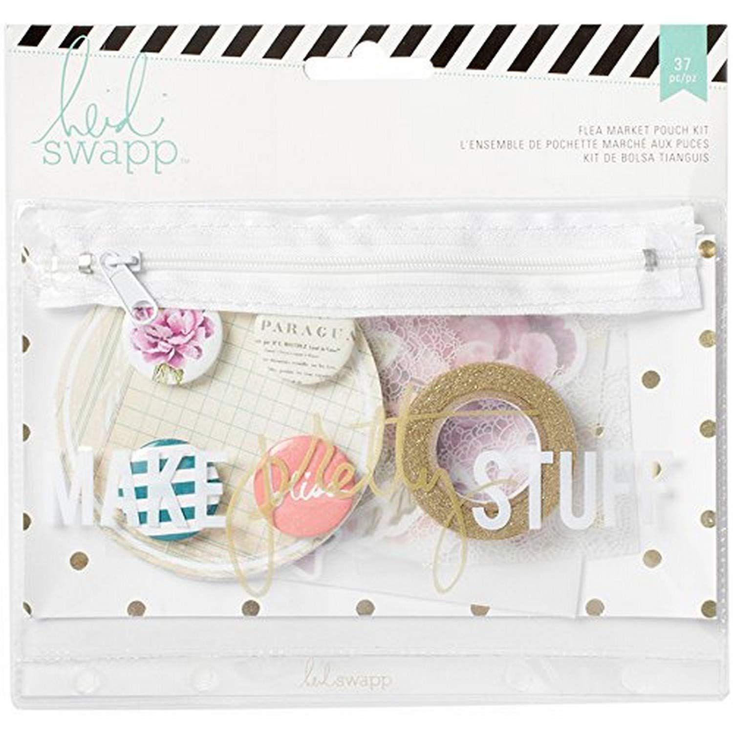American Crafts Memory Binder Flea Market Pouch Kit - 36 Pieces Scrapbooking Supplies for DIY Albums, Journals & Photo Projects - Perfect for Memory Keeping, Gift Making & Crafting at Home