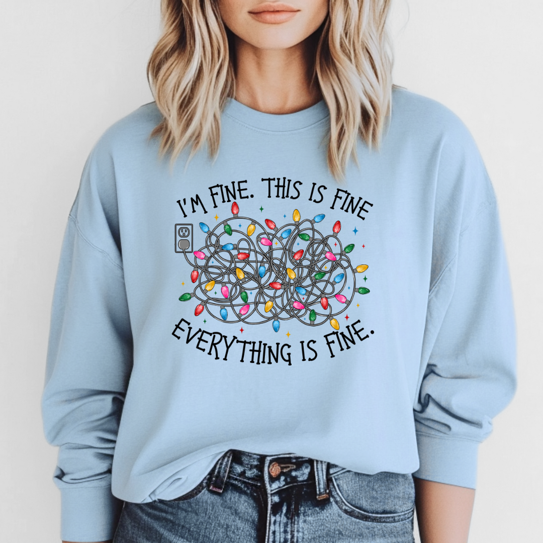 I'm Fine, Everything is Fine Graphic Long Sleeve T-Shirt for Men & Women | Funny Sarcastic Humor Tee | Casual Streetwear, Lounge Wear, Gift Idea