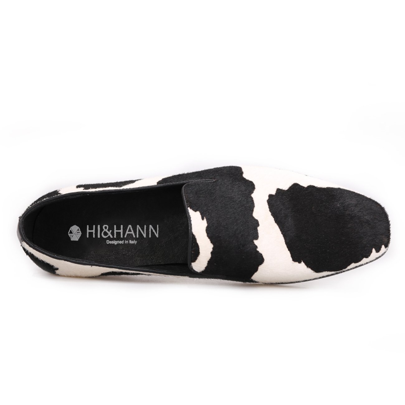 HI&HANN Men's Loafers - Black & White Stitched Dress Shoes for Prom, Party & Formal Events | Comfortable Smoking Slippers & Casual Flats for Men | Perfect for Weddings, Office & Evening Outings