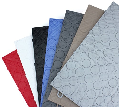 Interlocking Coin Pattern Garage Floor Tiles - Graphite Modular Deck Tiles (50-Piece Set) for Patio, Workshop & Outdoor Spaces