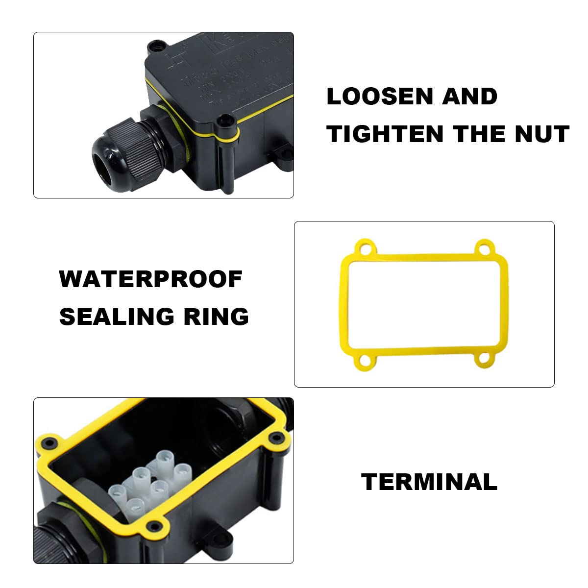 COMOPEZ 2-Way Underground Electrical Junction Box - IP68 Waterproof Outdoor Cable Connector for Wires 5-9mm, 9-12mm, 12-15mm (2 Pack) - Ideal for Landscape Lighting, Irrigation Systems & Underground Wiring Projects