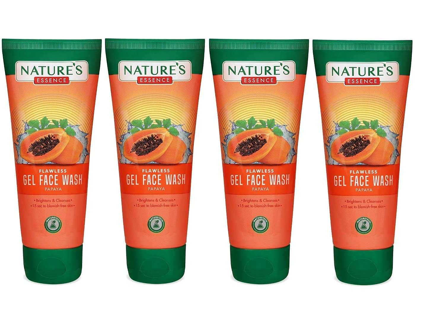 Nature's Essence Perfect Papaya Face Wash - 65ml (Pack of 4) | Gentle Exfoliating & Brightening Facial Cleanser for Glowing Skin | Perfect for Daily Skincare Routine & Travel