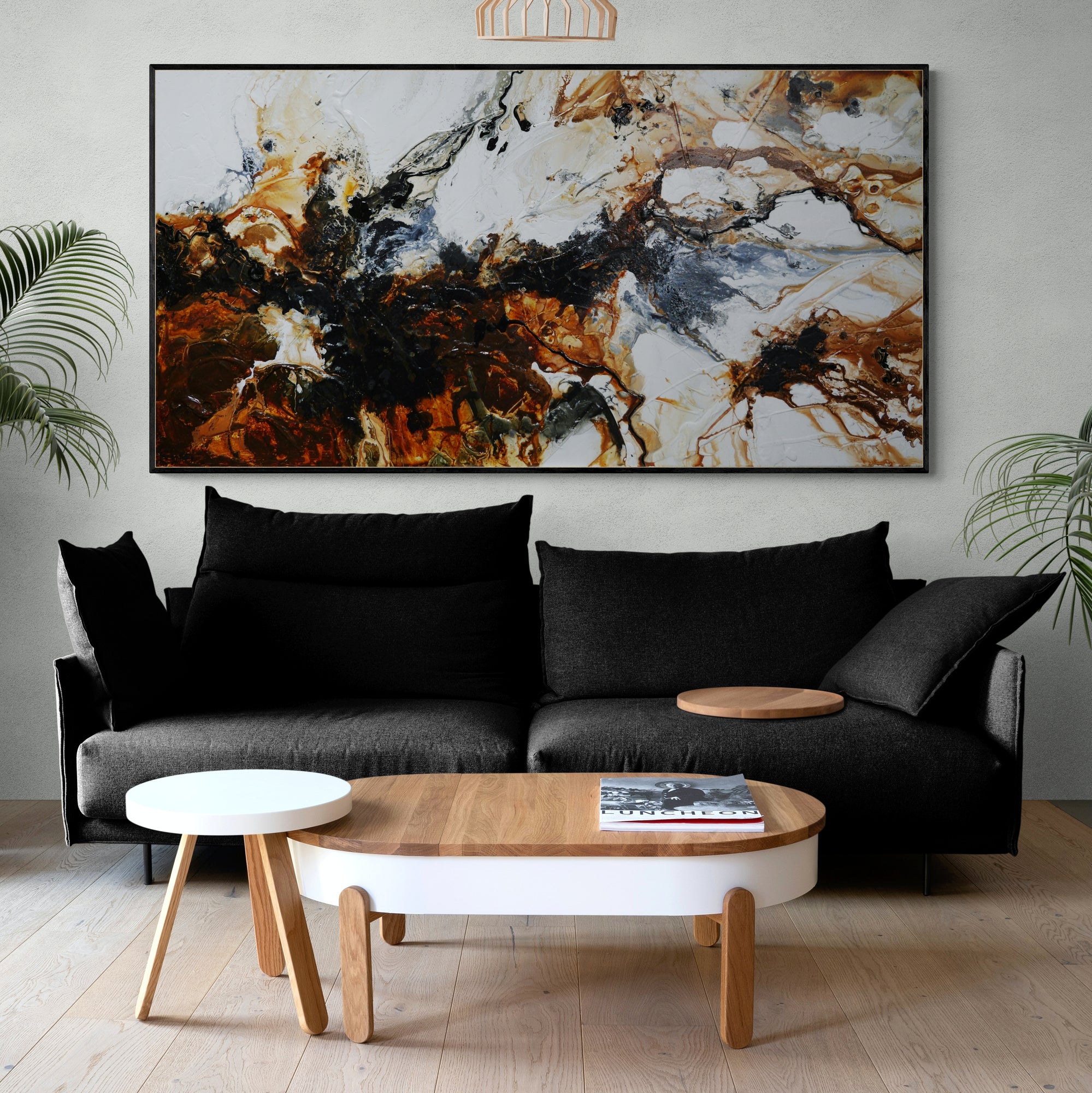 190cm x 100cm Slated Rust Textured Abstract Wall Art Canvas Painting - Modern Home Decor for Living Room, Bedroom & Office