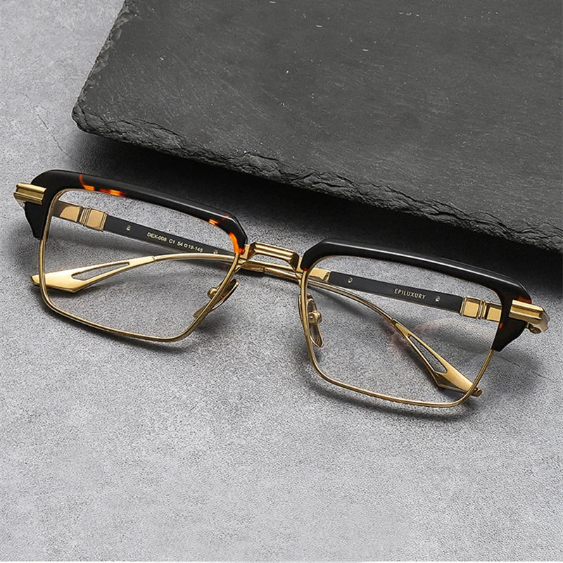Stylish Unisex Black Titanium Acetate Square Eyeglasses - Lightweight Durable Full-Rim Frames for Men & Women | Perfect for Work, Reading & Fashion Accessories