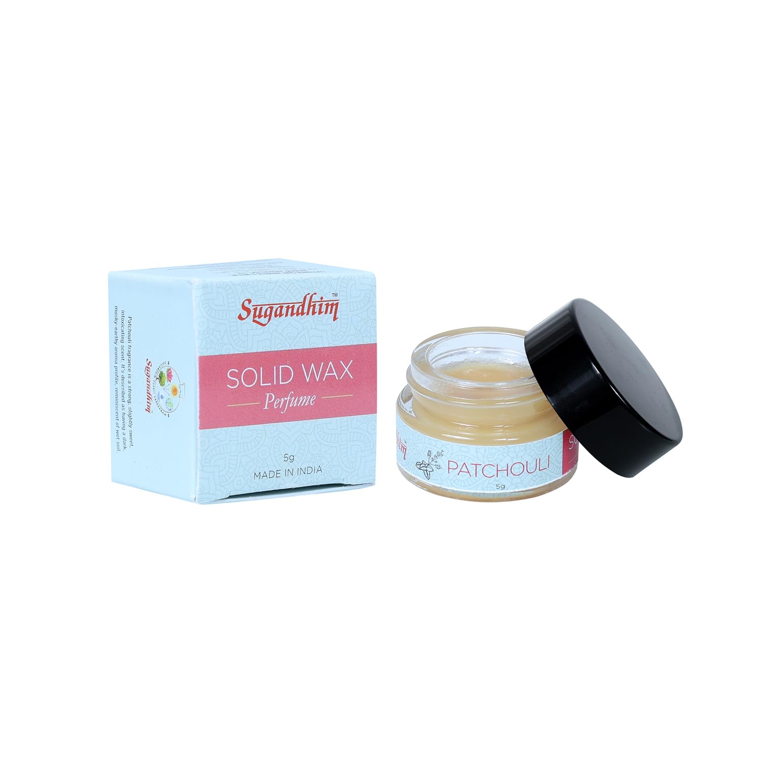 Premium Patchouli Solid Perfume Wax - Travel-Friendly Pocket Size with Long-Lasting Floral Scent (7 Hours) | Natural Beeswax Blend & Essential Oils | Perfect for On-the-Go, Office, Dates & Daily Wear - 5g