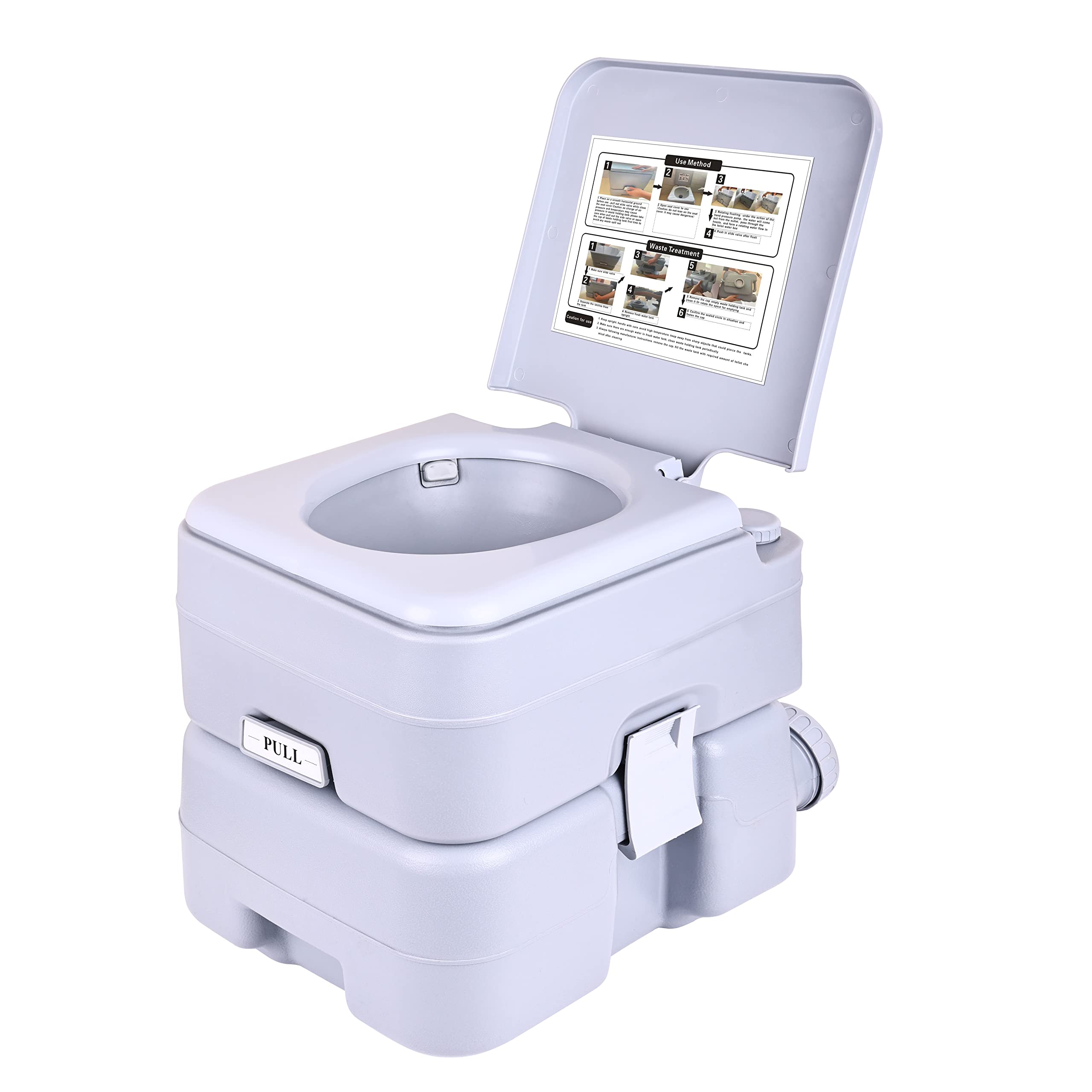 Portable Toilet for Camping & RV Travel - 5.3 Gallon Large Capacity Waste Tank with Splash-Free Dumping & Anti-Leak Water Pump - Ideal for Outdoor Adventures, Road Trips, Hiking and Emergency Preparedness