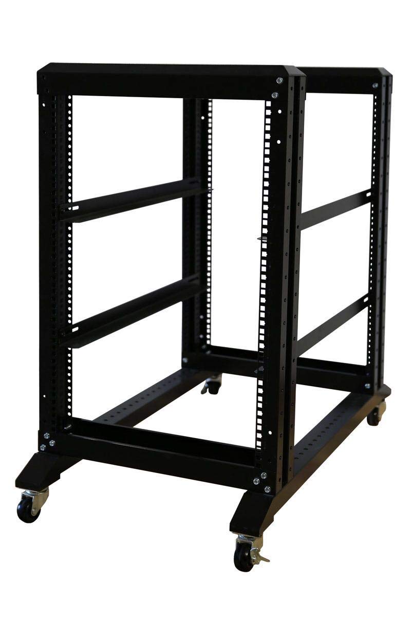 15U 4-Post Open Frame 19-Inch Server Rack - Heavy Duty Steel Audio Equipment Rack (31-Inch Depth) - Perfect for Data Centers, Home Studios & Network Installations