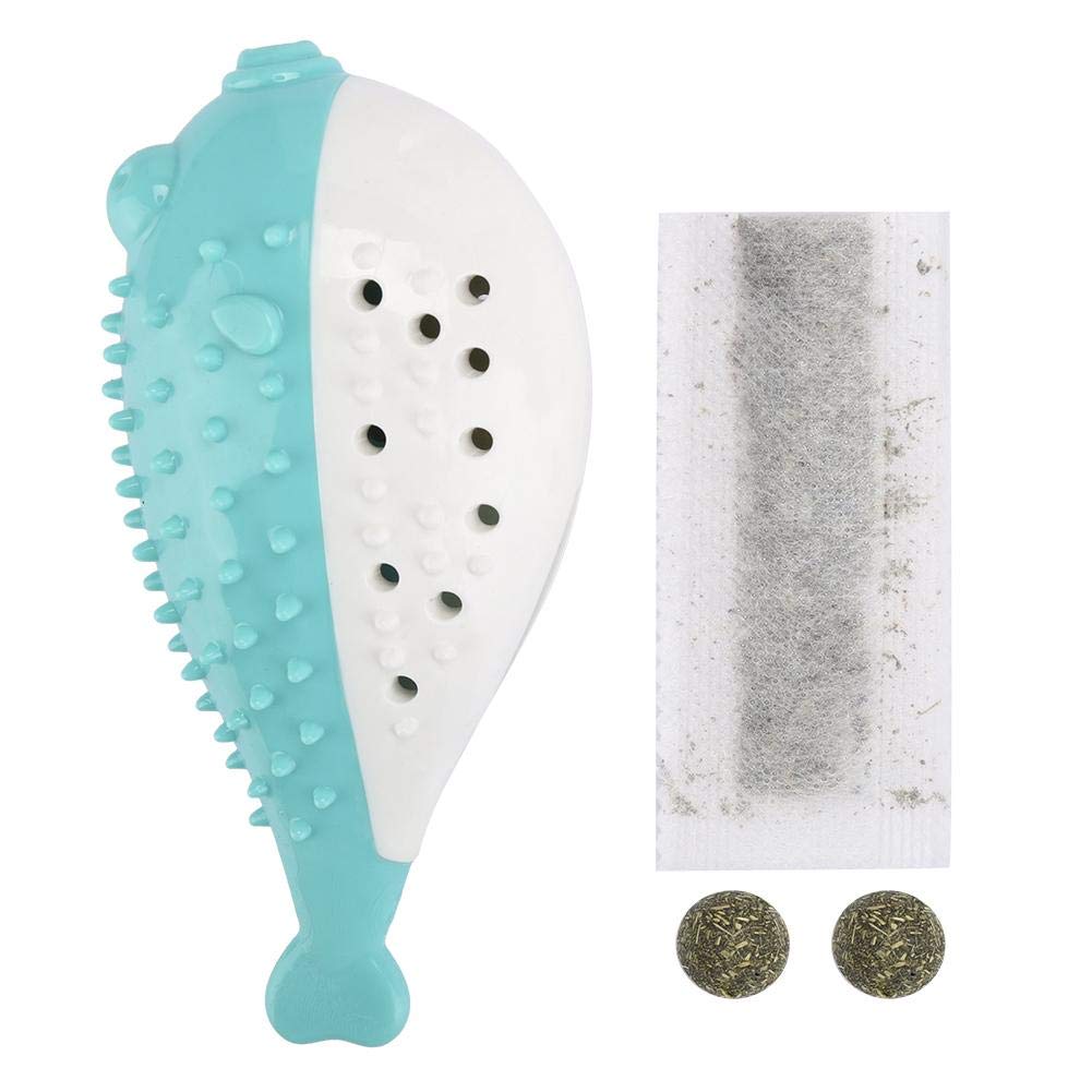 Tnfeeon Cat Teeth Cleaning Toy - Silicone Fish Shaped Dental Chew Toy with Catnip for Kittens & Adult Cats (Blue & White) | Promotes Oral Health & Reduces Plaque - Perfect for Playtime & Dental Care