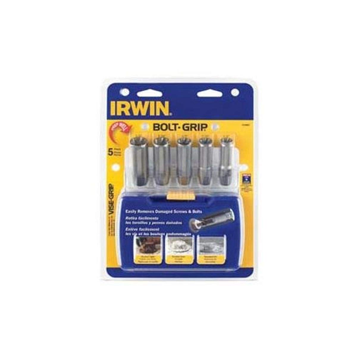 IRWIN 5-Piece Bolt Extractor Set for Deep Well Bolts - Removes Stuck, Rusted, Damaged Bolts & Nuts (3094001) - Perfect for Automotive Repair, Machinery Maintenance & DIY Projects
