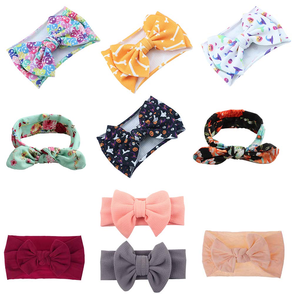 Baby Hair Bands with Bow - Soft Nylon Hair Accessories for Girls & Toddlers - Cute Hair Bands for Kids, Babies & Little Girls - Perfect for Parties, Photos & Daily Styling