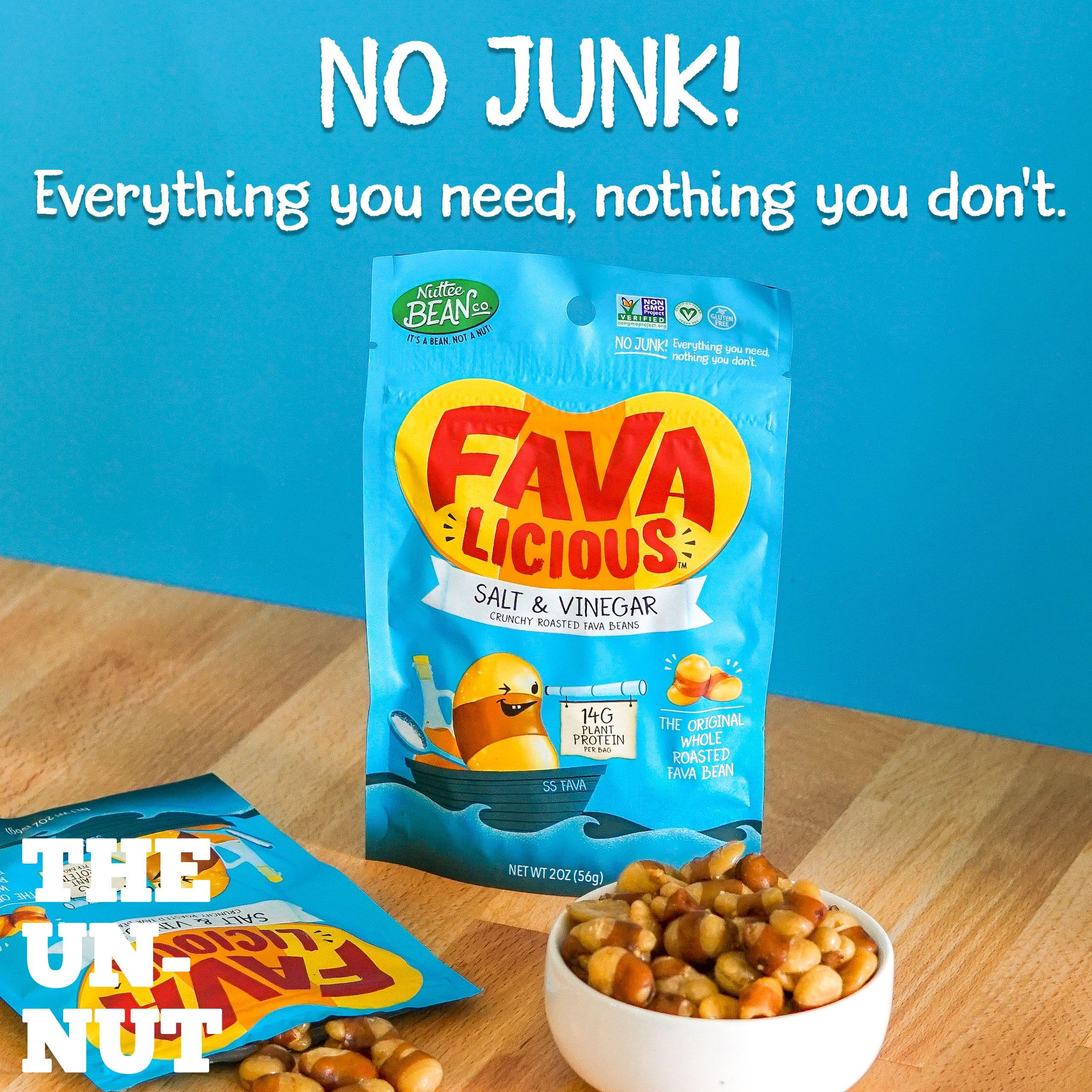 Nuttee Bean Co. Favalicious Roasted Fava Beans 2 Oz (Pack of 12) - Healthy Keto-Friendly Snacks, High Protein, Salt & Vinegar Flavor - Perfect for On-the-Go, Office, Travel & Low-Carb Diet
