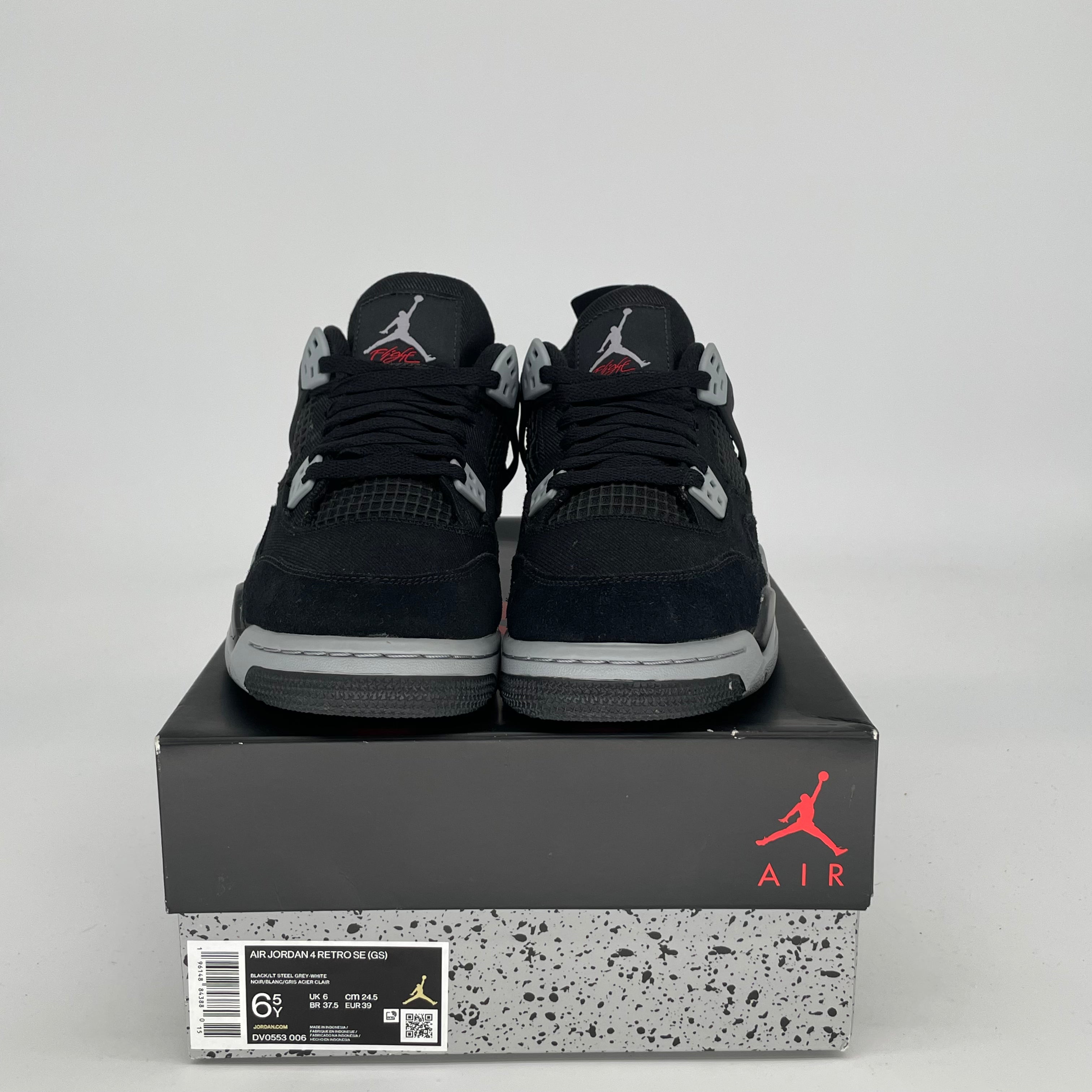 Original Air Jordan 4 Black Canvas Sneakers - Women's Size 6.5/8W (DV0553-006) | Retro Basketball Shoes for Streetwear & Casual Fashion