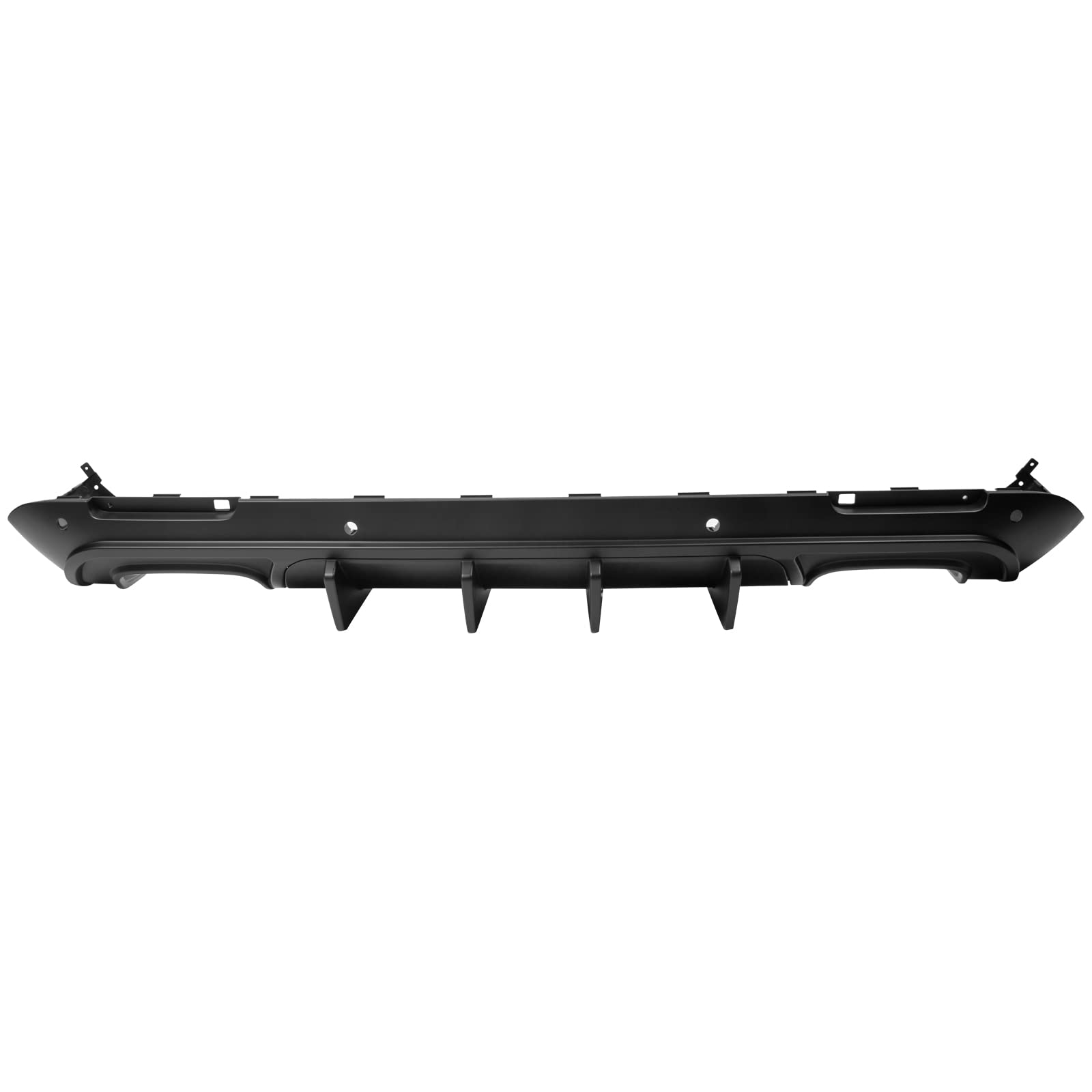 IKON MOTORSPORTS V2 Style Matte Black Rear Diffuser for 2015-2023 Dodge Challenger - PP Bumper Lip Spoiler with Shark Fins | Enhances Aerodynamics & Sporty Look for Street Racing & Car Shows