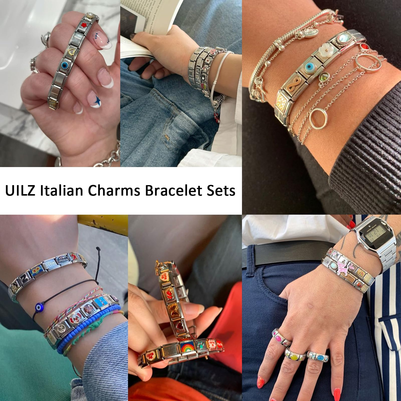 Italian Charms Bracelet Set - 9mm Modular Handmade DIY Bracelet with Starter Bracelet, Assorted Charms & Opening Tools | Perfect for Gifts, Jewelry Making, and Personal Style Expression