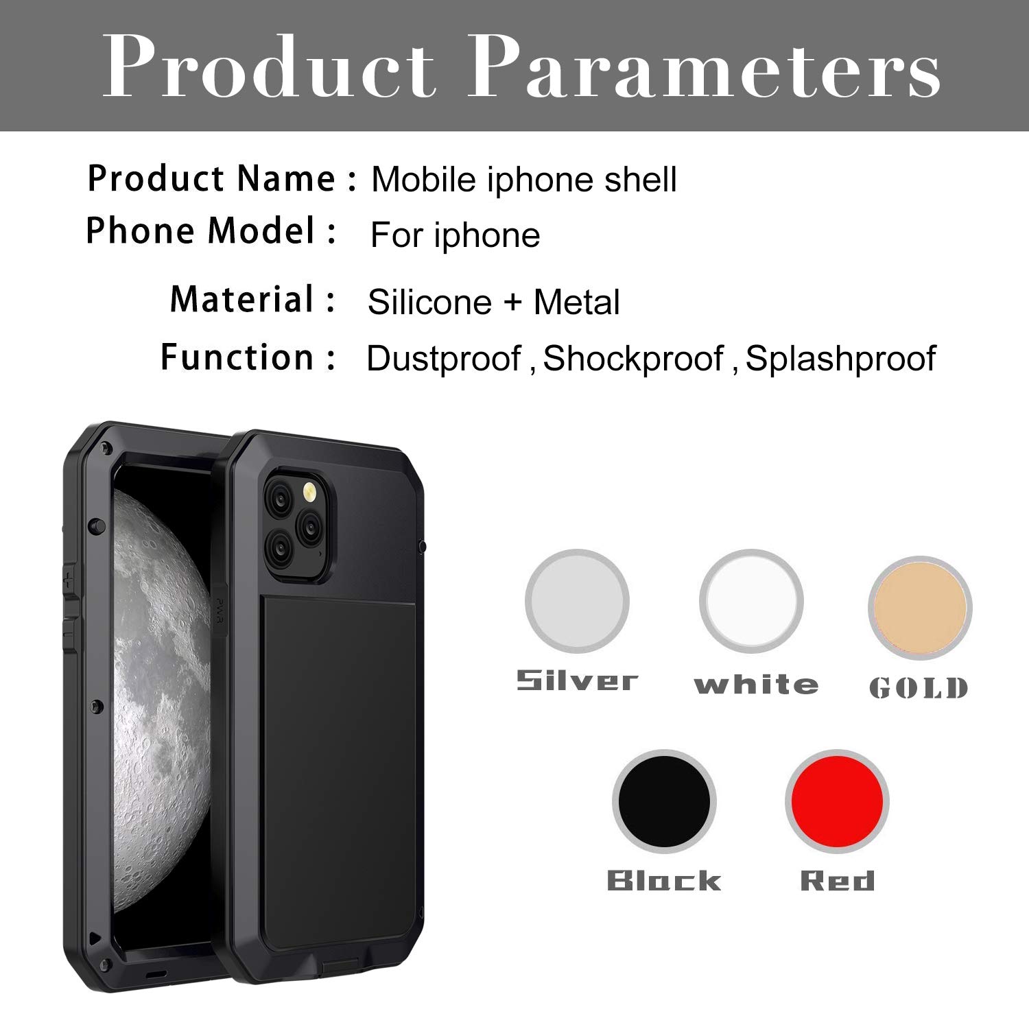 **Marrkey Heavy Duty Shockproof Aluminum Alloy Case for iPhone 11 Pro Max 6.5 Inch - Full Body Protection with Built-in Screen Protector, Black - Perfect for Outdoor, Work & Travel**