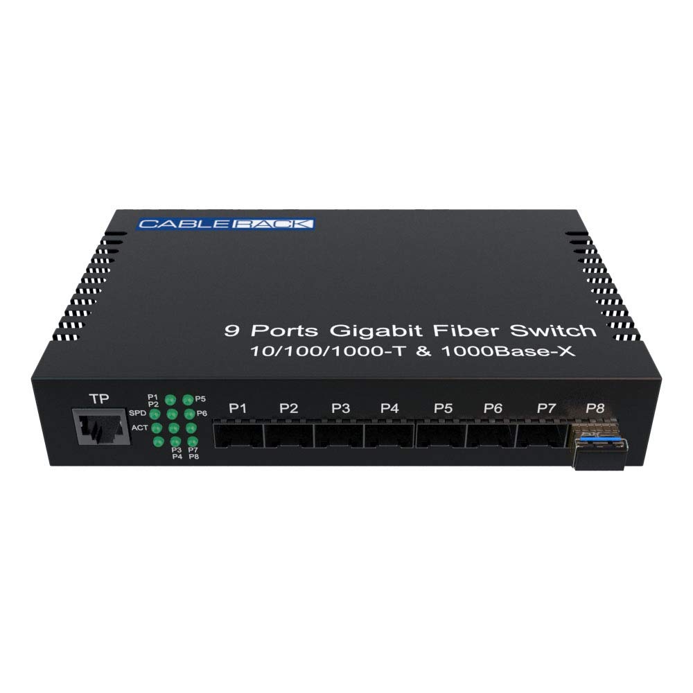 8 Port SFP Unmanaged Ethernet Optical Switch with Single Mode SFP Module - High Speed Network Switch for Home Office, Data Center & Enterprise Networking
