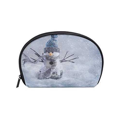 Dragon Sword Winter Christmas Snowmen Cosmetic Bag for Women - Waterproof Travel Makeup Pouch, Shell Shaped Portable Handbag Organizer - Perfect for Travel, Holidays & Daily Use