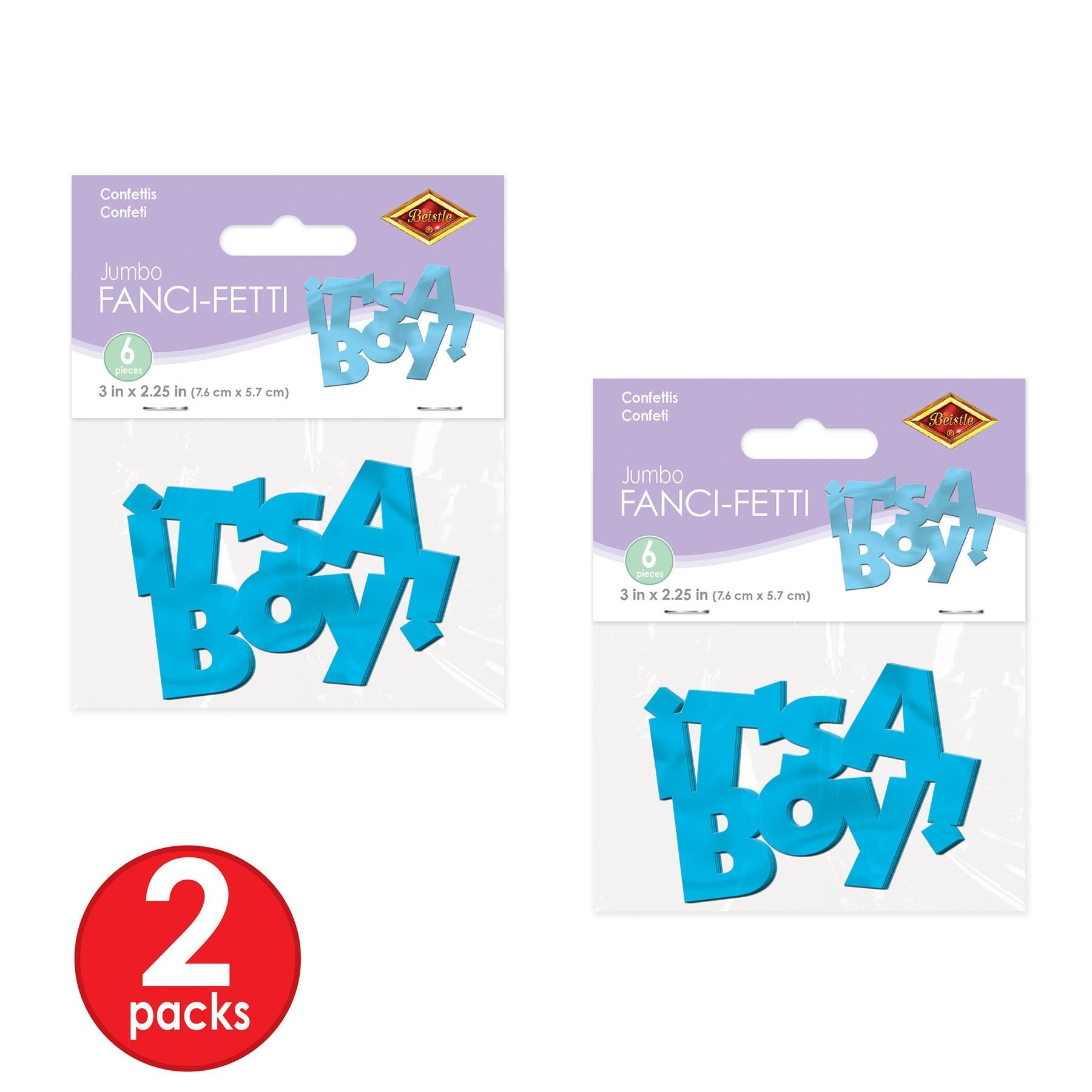 12 Pack Beistle Jumbo It's A Boy Confetti - Blue Baby Shower Decorations for Gender Reveal Party, Nursery Decor & Newborn Celebration