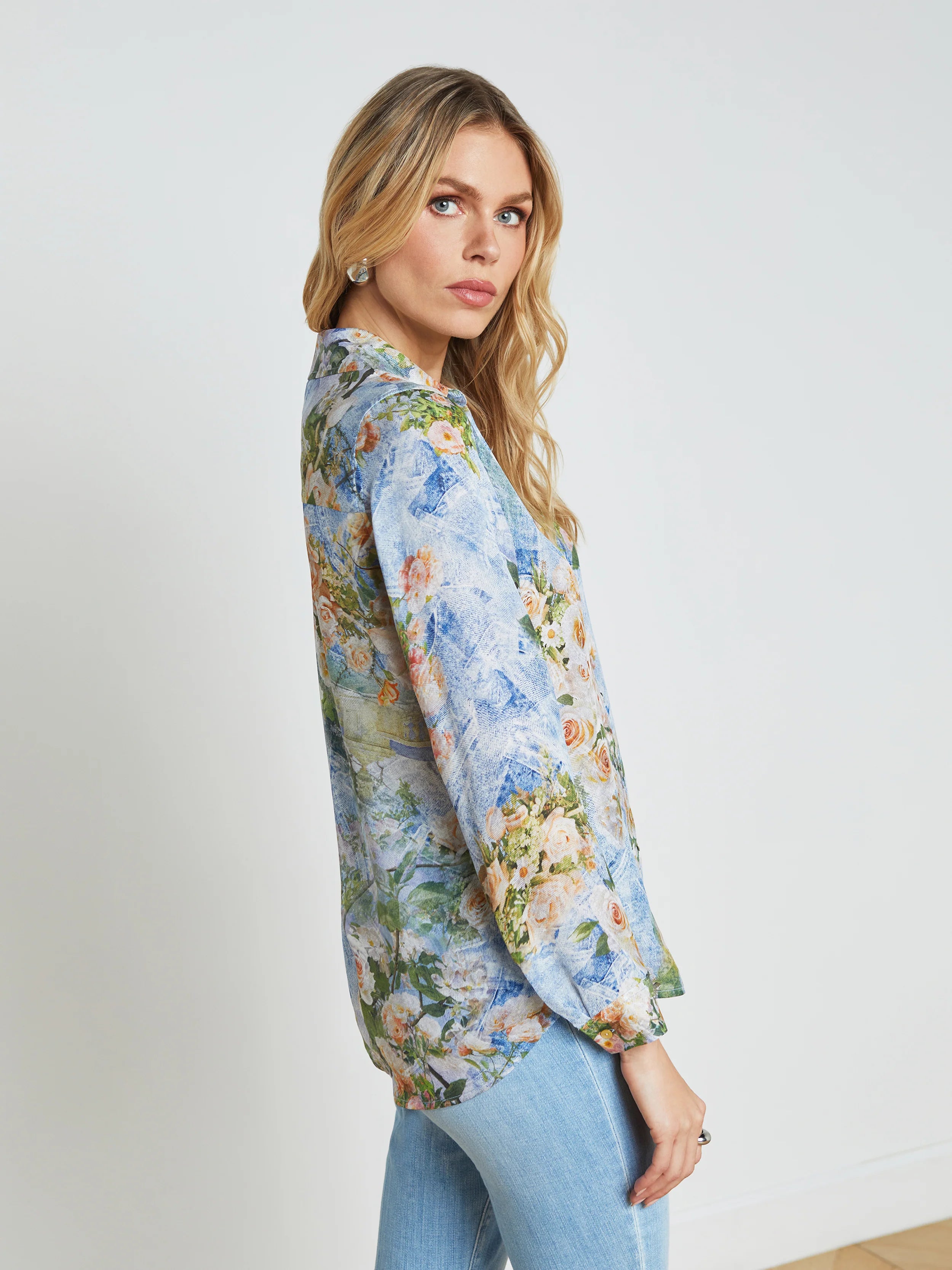 L'Agence Nina Silk Blouse for Women | Elegant Long Sleeve Blouse | Luxe Silk Shirt for Work, Office & Evening Wear | Perfect for Business, Cocktail Parties & Special Occasions