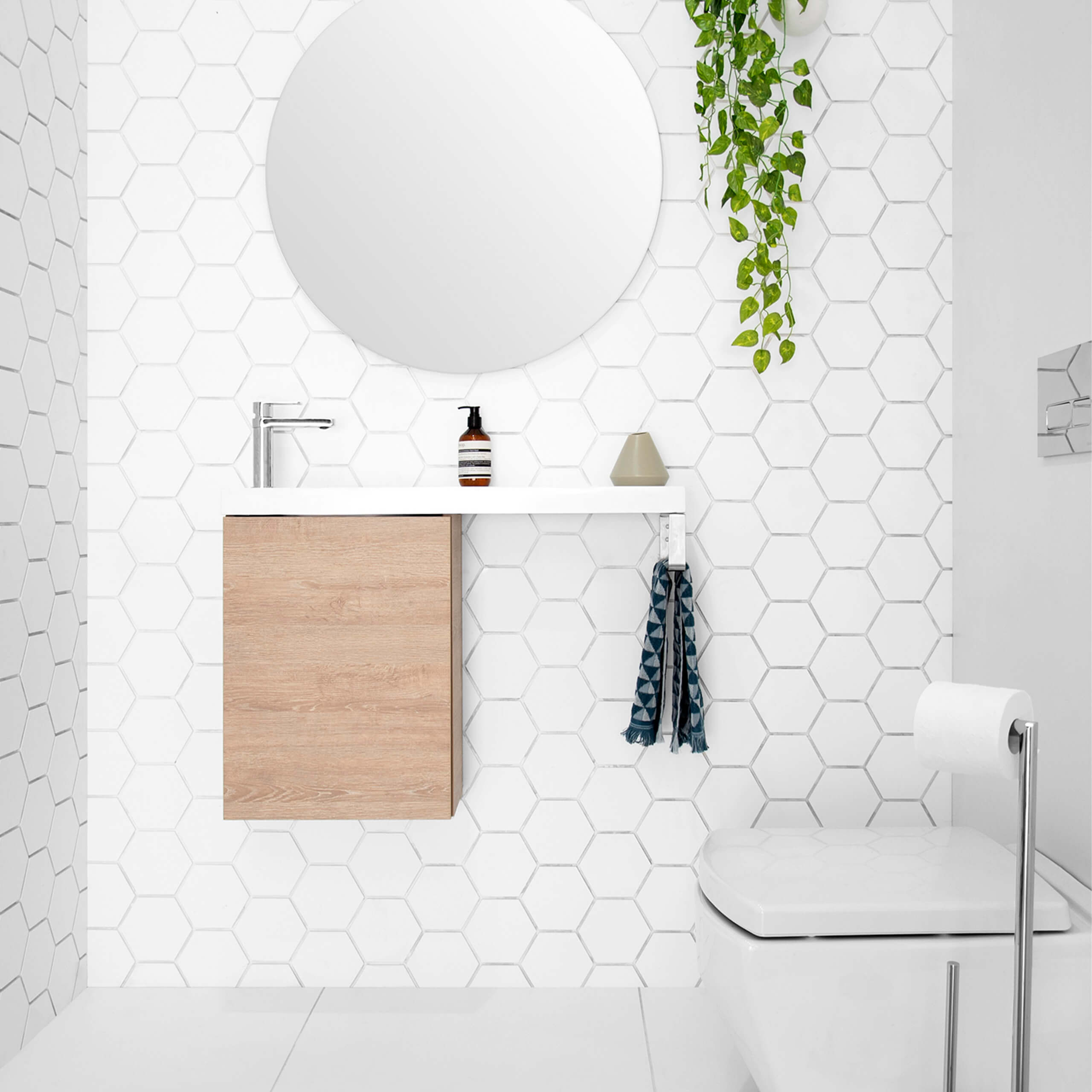 ADP Petite Rail Wall Hung Vanity - Modern Bathroom Sink Cabinet for Small Spaces, Space-Saving Design for Apartments & Powder Rooms