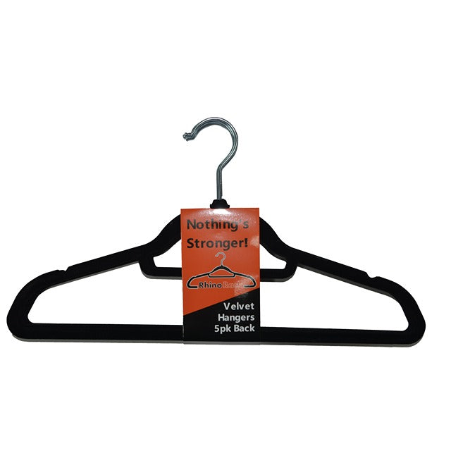 RhinoRack Velvet Non-Slip Clothes Hangers - 5 Pack (5pcs) for Wardrobe Organization & Space Saving - Perfect for Closets, Travel, and Delicate Garments