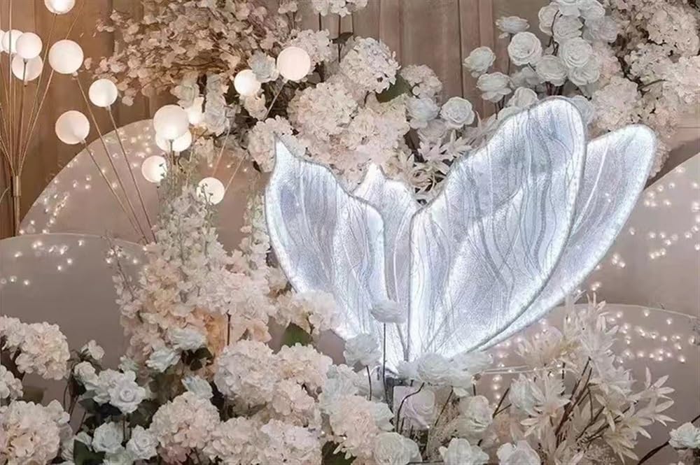 2 Pack LED Hanging Butterfly Lights Decor - 24 Inch Iron Butterfly Ornaments for Wedding, Party, Garden & Home Decor (White Light) - Perfect for Indoor & Outdoor Events, Festivals, and Romantic Ambiance