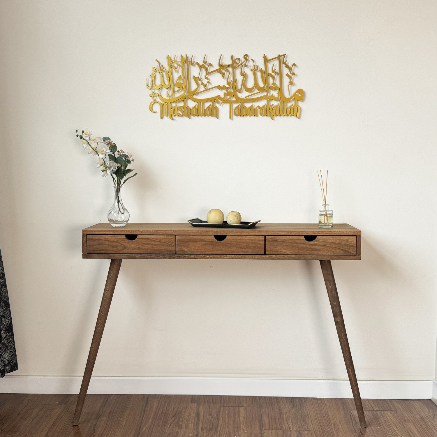 Beautiful Mashallah Tabarakallah Islamic Wall Art - Arabic & Latin Calligraphy Metal Decor for Home, Mosque & Office - Perfect for Muslim Home Decor & Gift Giving