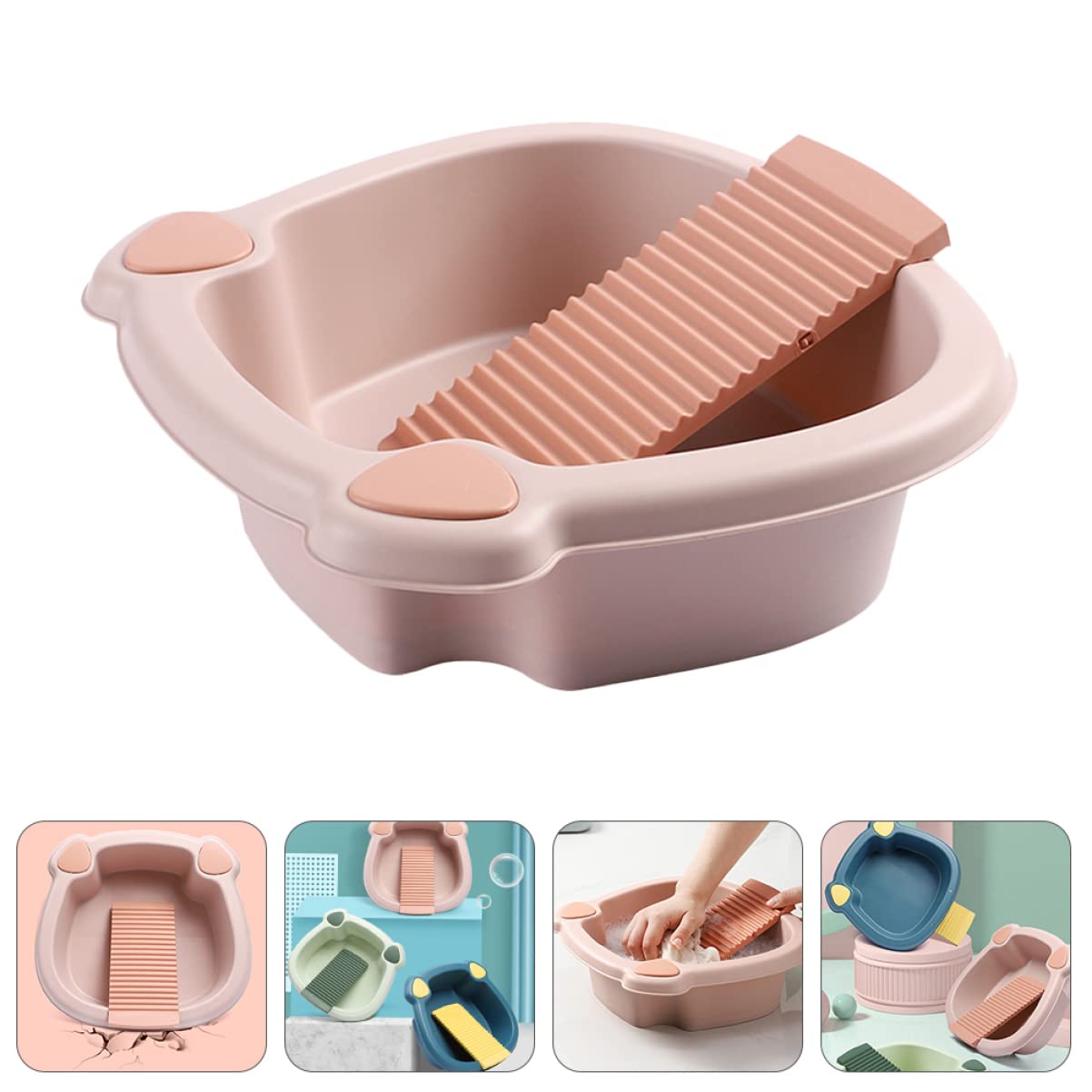 Portable Laundry Wash Basin with Scrubbing Board - Compact Hand Washing Tub for Delicate Clothes, Dormitory & Travel Use | Home, Camping & Emergency Washing Solution