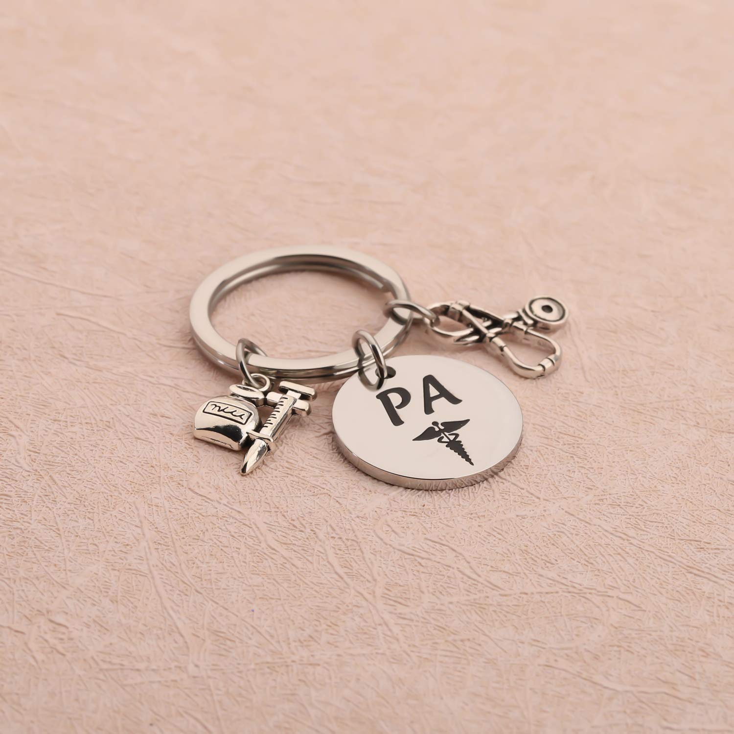 FUSTMW Physician Assistant Gift - Engraved Caduceus Keychain for Medical Graduation, PA Graduation Gift, Nurse Appreciation - Perfect for Clinical Rotations & White Coat Ceremony