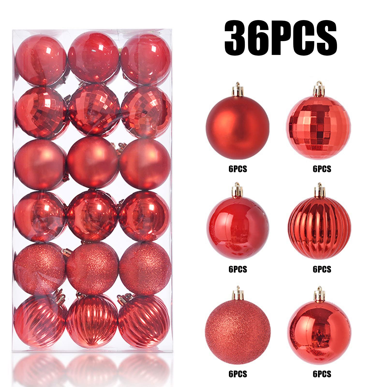 36PCS Shatterproof Christmas Tree Ornaments Set - 6CM Hanging Ball Baubles for Xmas Tree Decor, Home & Party Decoration (Red/Green/Gold) - Perfect for Holiday Decorating, Gift Wrapping & Festive Celebrations
