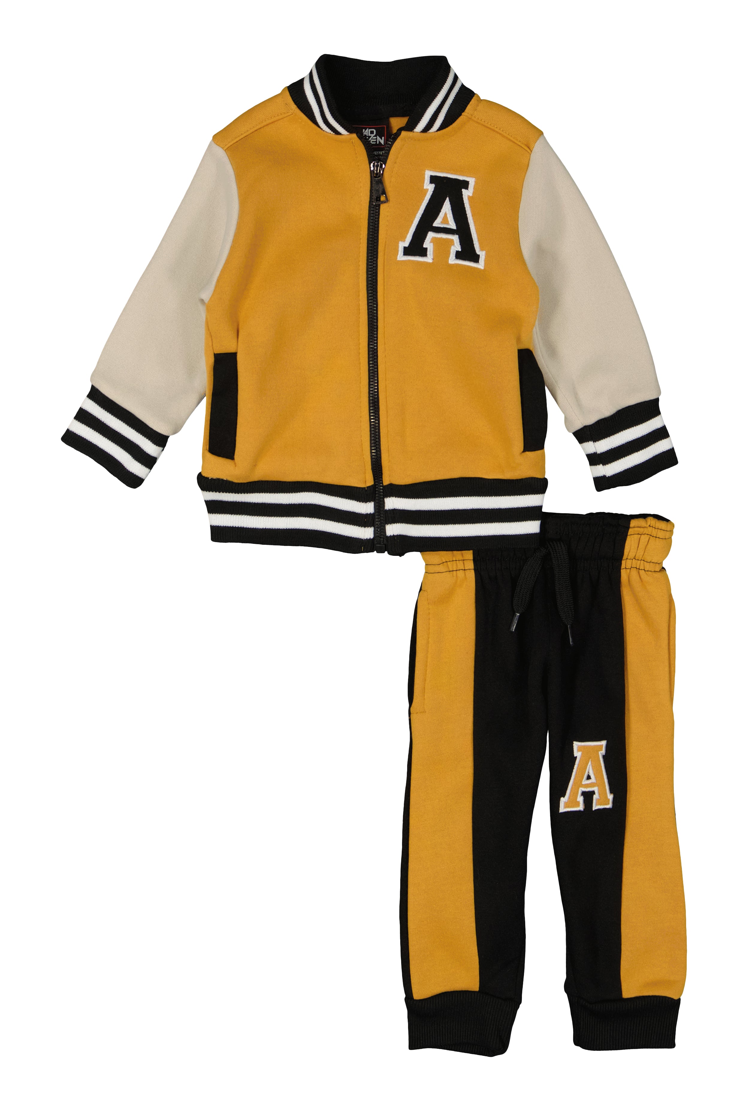 Baby Boys 12-24M Letterman Jacket with Zip Front & Matching Joggers Set - Cozy Outfit for Playdates, Daycare & Family Photos