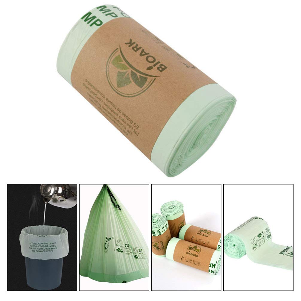 DOITOOL Heavy Duty Compostable Trash Bags - 50 Count Eco-Friendly Kitchen Food Waste Bags, Bathroom Can Liners & Car Garbage Bags for Waste Disposal (Green) | Perfect for Home, Office, Vehicle & Outdoor Use