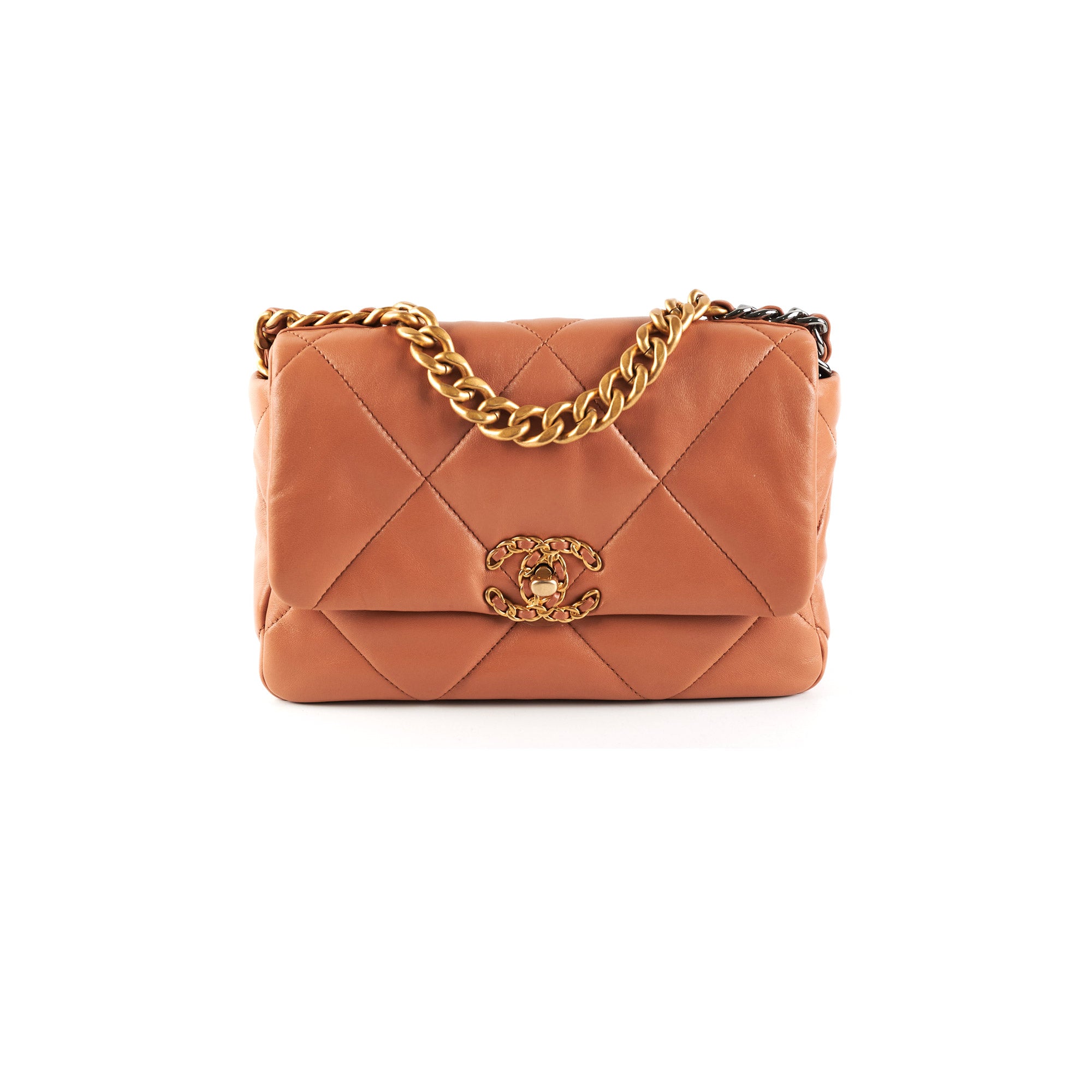 Authentic Chanel 19 Small Flap Bag in Caramel - 21P Collection with Microchip Authentication - Perfect for Luxury Fashion & Everyday Elegance