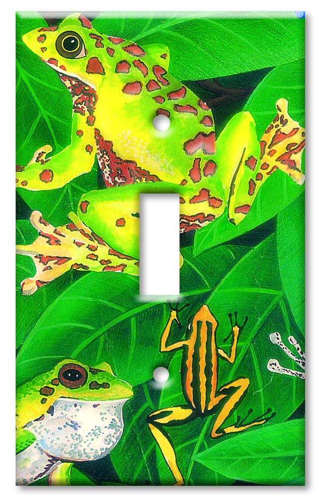 Decorative Metal Wall Plate - Single Gang Toggle Art Plate with Frog Design | Made in USA | Perfect for Home Decor, Bedroom, Living Room & Office