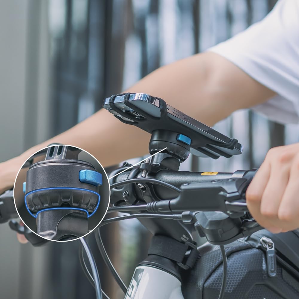 **Upgrade Bike Phone Mount - Magnetic Cell Phone Holder for Bicycle & Scooter Handlebar - Compatible with iPhone 16/15/14/13 Pro Max, Samsung Galaxy & More - Secure & Adjustable (Black & Blue) - Perfect for Cycling, Commuting & Outdoor Adventures**