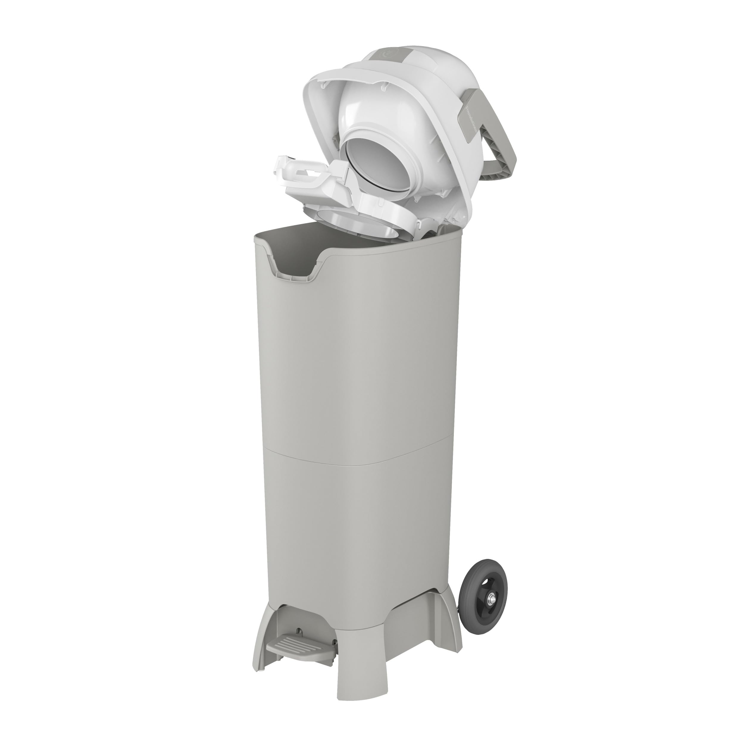 Foundations Pro Hands Free Tall Diaper Pail with Airtight Lid - Odorless Diaper Disposal System, Large Capacity Holds 60+ Newborn Diapers, Durable & Leakproof Design, Works with Any Trash Bags - Gray - Perfect for Nursery, Baby Room & Daycare Use