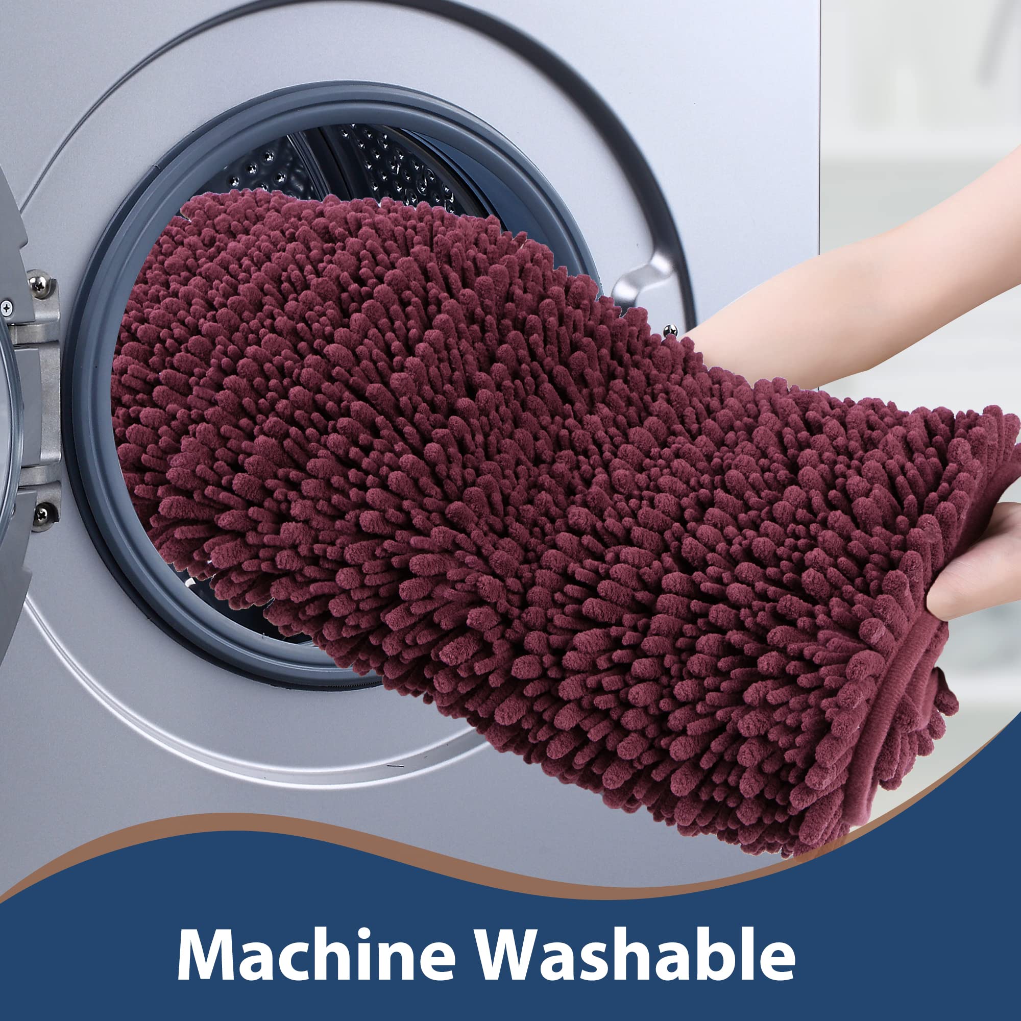 FLOLEOPA Ultra Soft Plush Microfiber Bathroom Rugs - Super Absorbent, Non-Slip Machine Washable Bath Mats for Tub, Shower & Bathroom Floor (20x32 Inches, Burgundy) - Perfect for Cozy Bathrooms & Spa-Like Showers