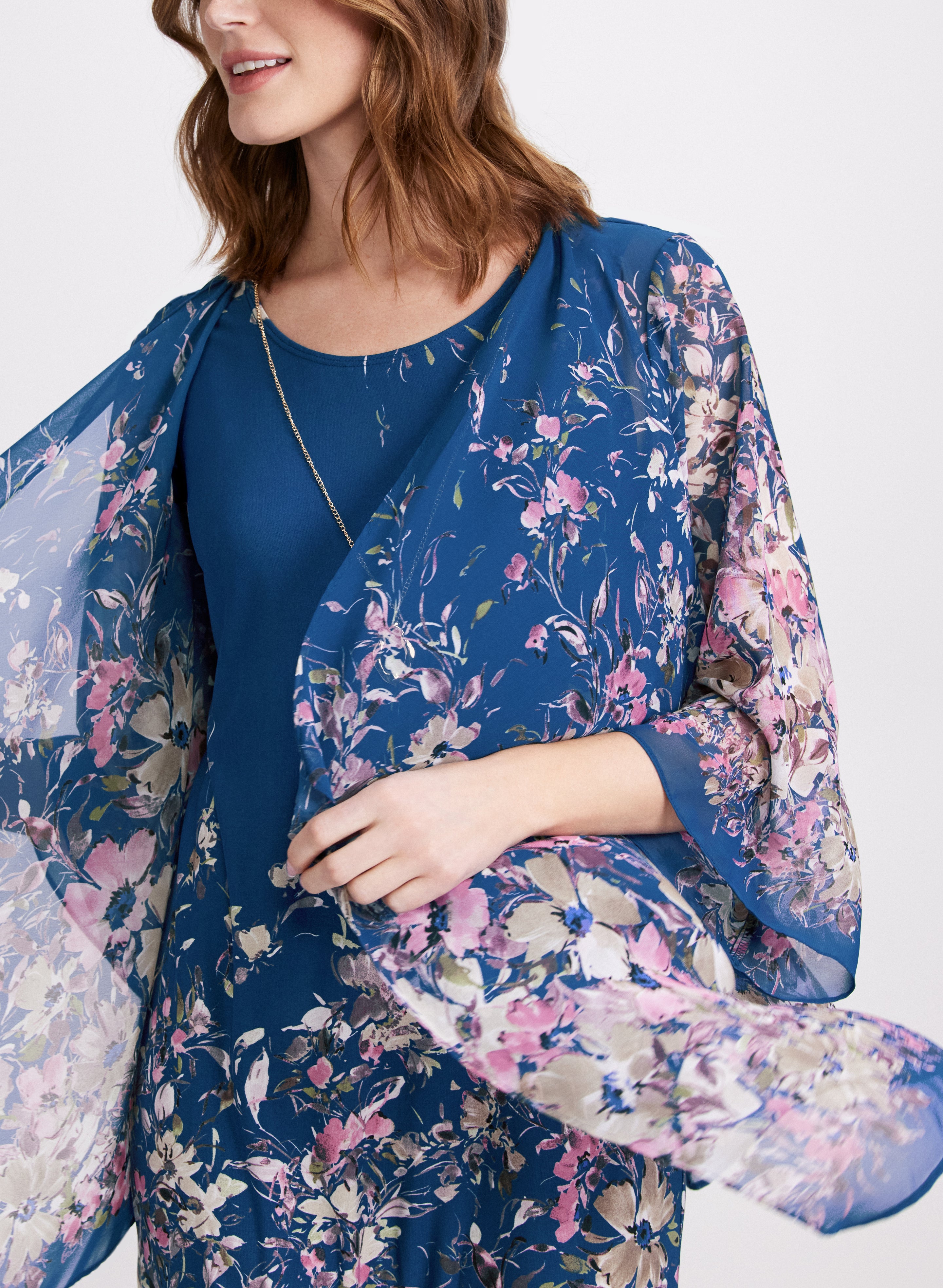 Floral Print Dress and Jacket Set for Women - Spring Summer Outfits, Casual Wear, Office Attire & Special Occasions
