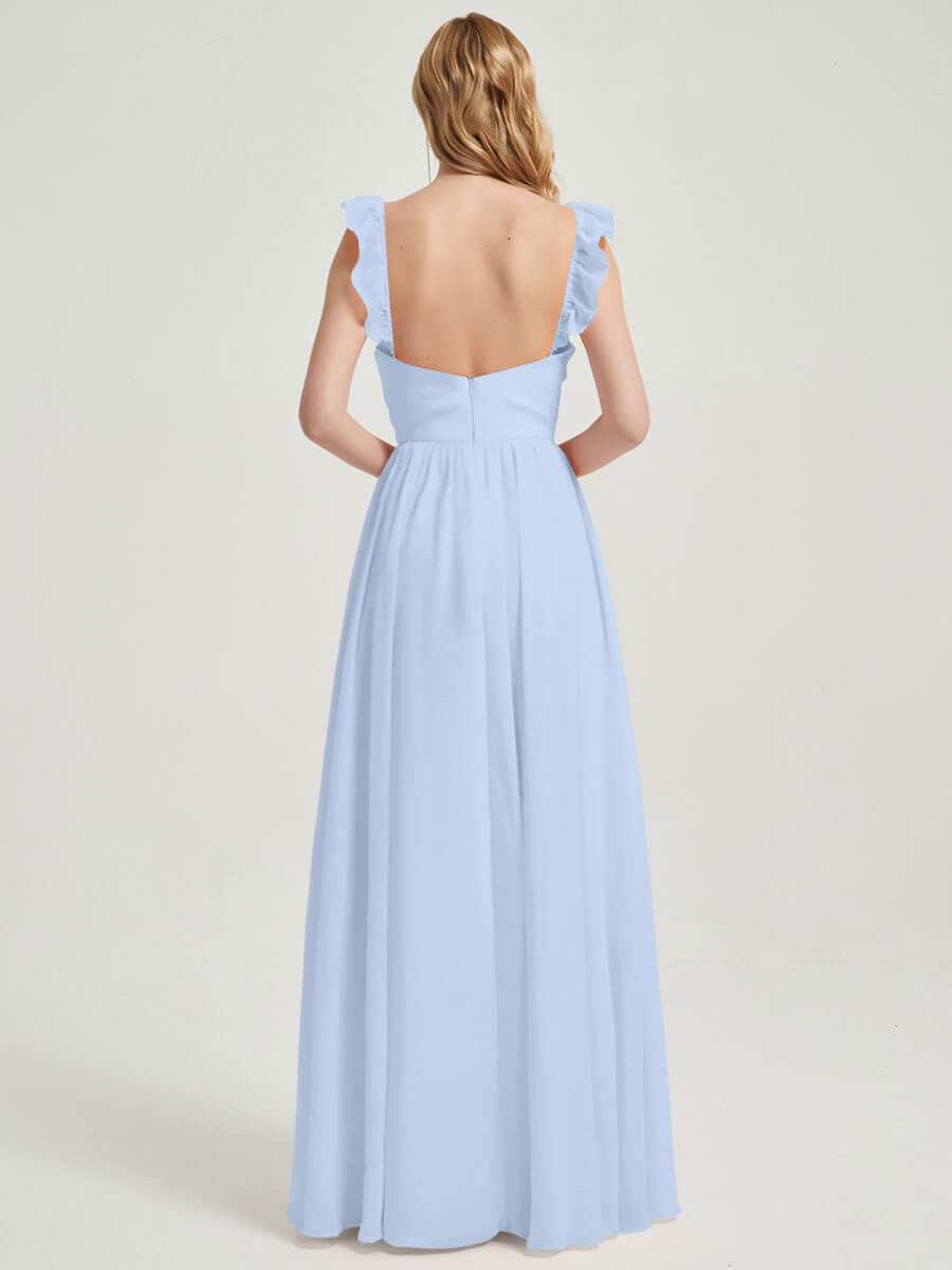 Cornflower Blue Convertible Chiffon Bridesmaid Dress with Detachable Straps - Perfect for Weddings, Formal Events & Special Occasions