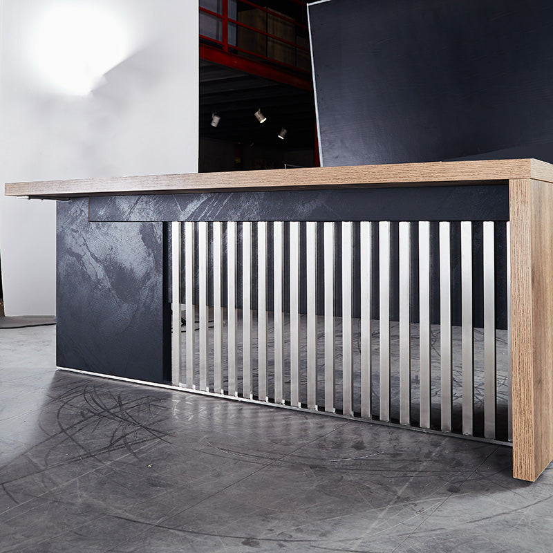 AFTAN 180cm Executive Desk with Left Panel - Warm Oak & Black Finish - Perfect for Home Office & Professional Workspaces