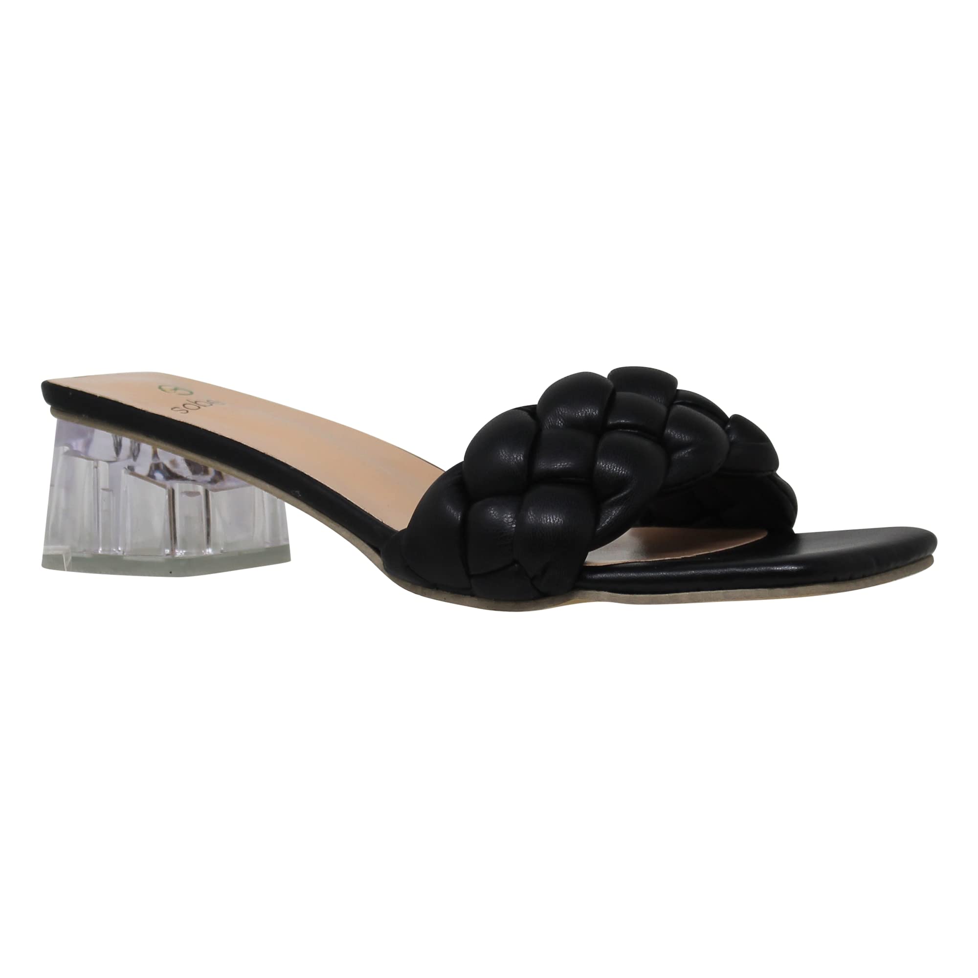SOBEYO Women's Strappy Low Heel Clear Sandals - Braided One Band Design for Summer Weddings, Beach Parties & Casual Outings