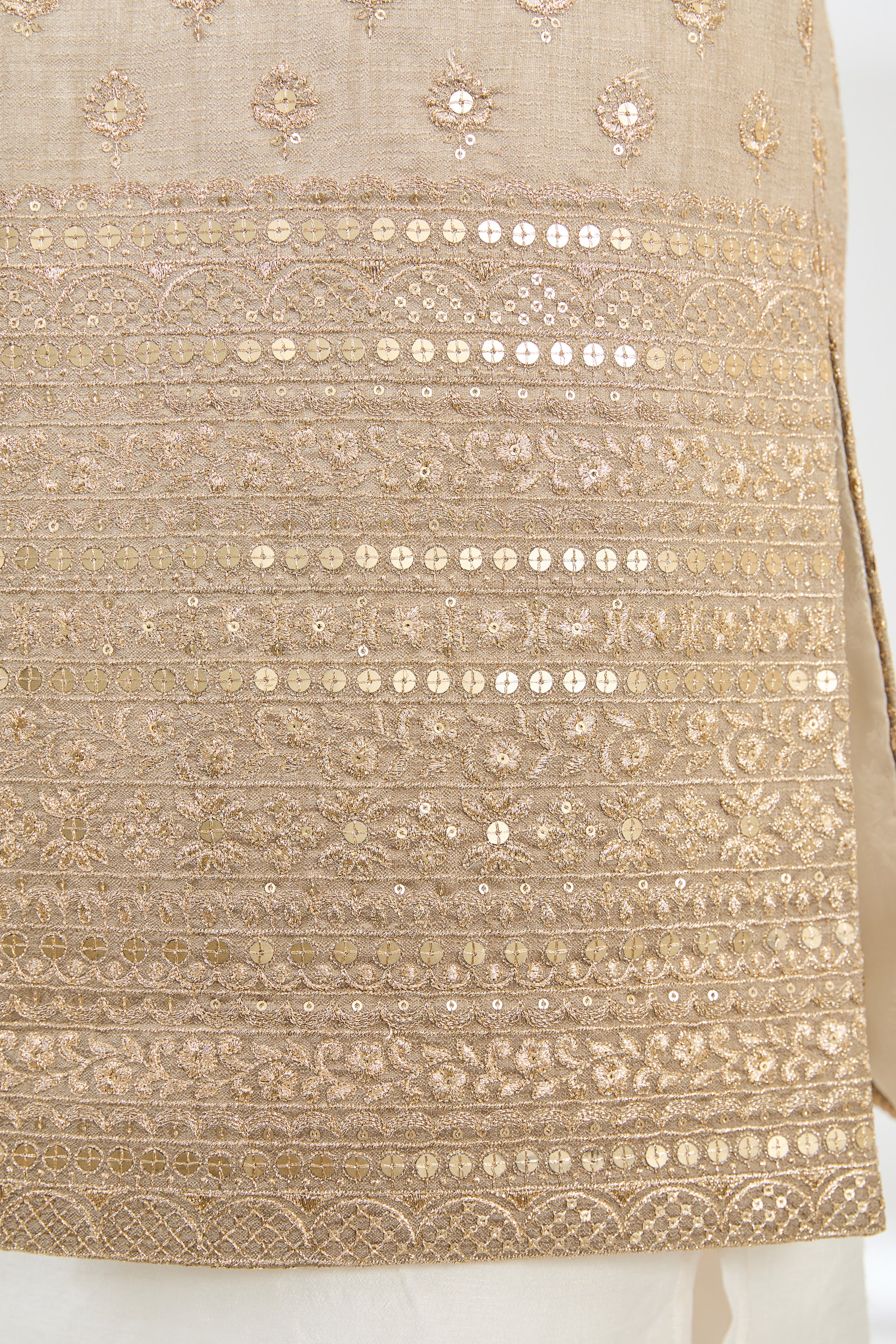 Ombre Shaded Greyish Green Long Open Shrug with Zari Embroidery - Elegant Women's Fashion Cover-Up for Parties, Weddings & Evening Events