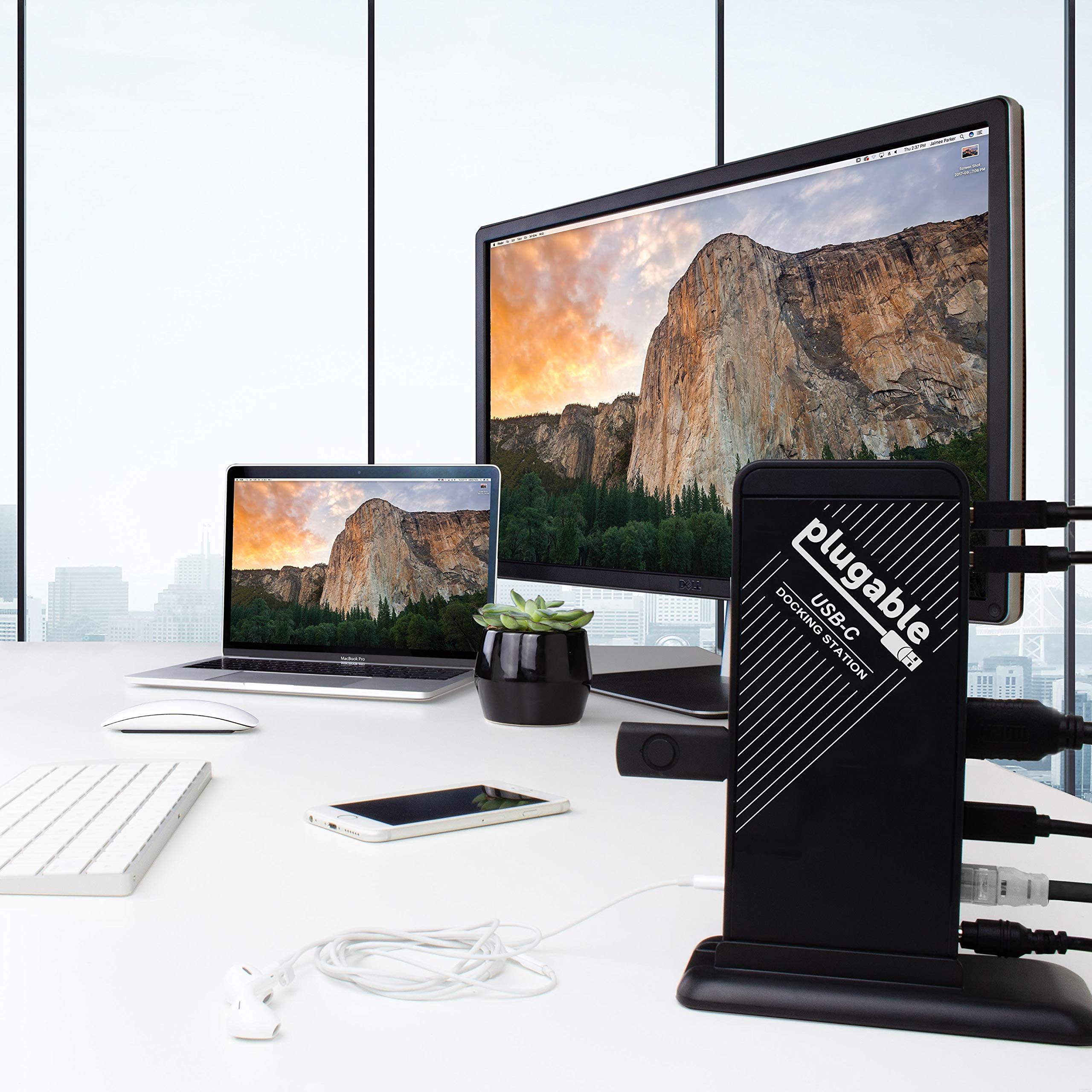 Plugable USB-C Docking Station with 60W PD Charging | USB 3.0 to HDMI 4K UHD Video Adapter | Thunderbolt 3 & USB-C Compatible for Windows Laptops | Perfect for Home Office & Remote Work Setup