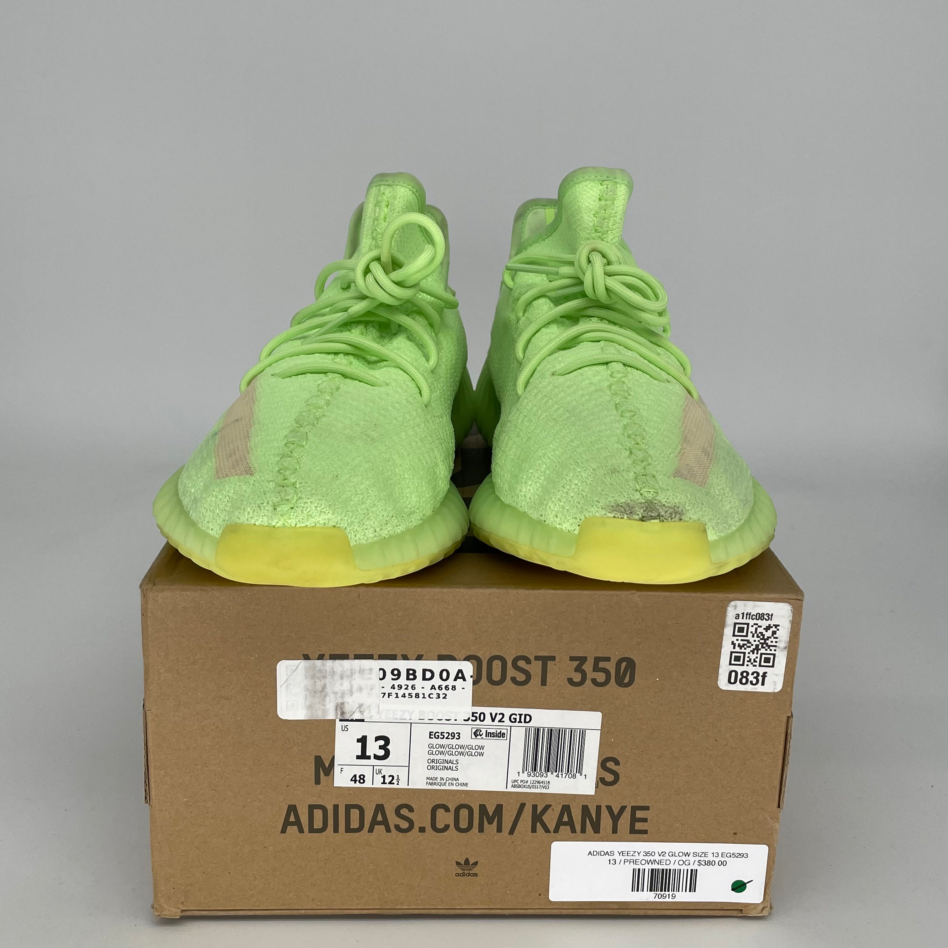 Adidas Yeezy Boost 350 V2 Glow Green - Men's Size 13 Sneakers (EG5293) | Running Shoes & Casual Streetwear for Everyday Comfort