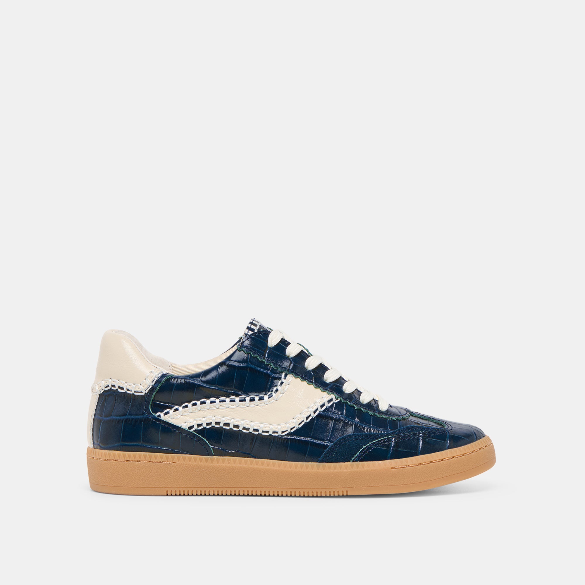 Premium Stitch Sneakers in Ink Color - Genuine Crocodile Embossed Leather for Men & Women - Perfect for Casual Wear, Street Style & Everyday Comfort