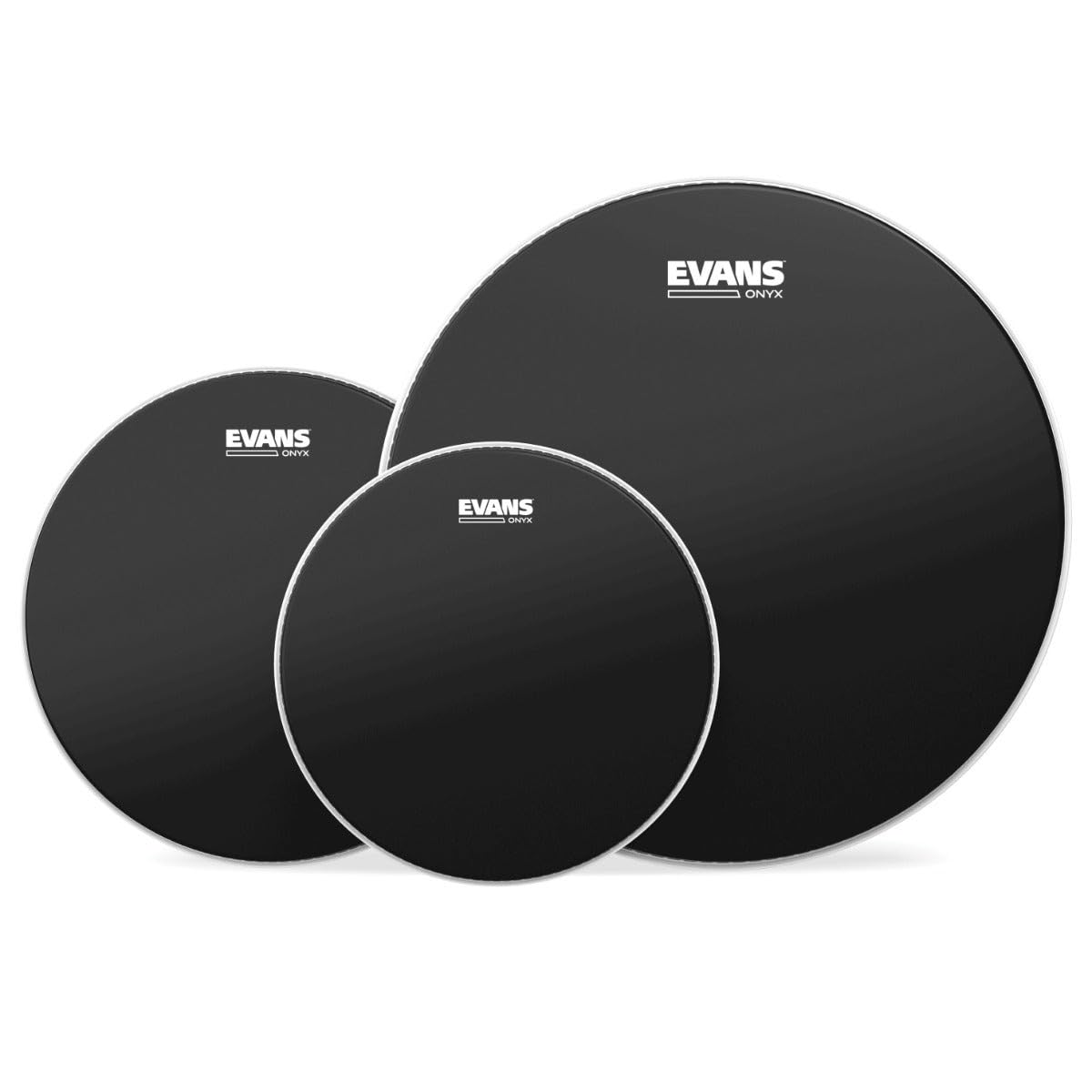Evans Onyx Coated 3-Piece Tom Drum Set - 10/12/14 Inch Professional Drum Kit for Live Performances & Studio Recording