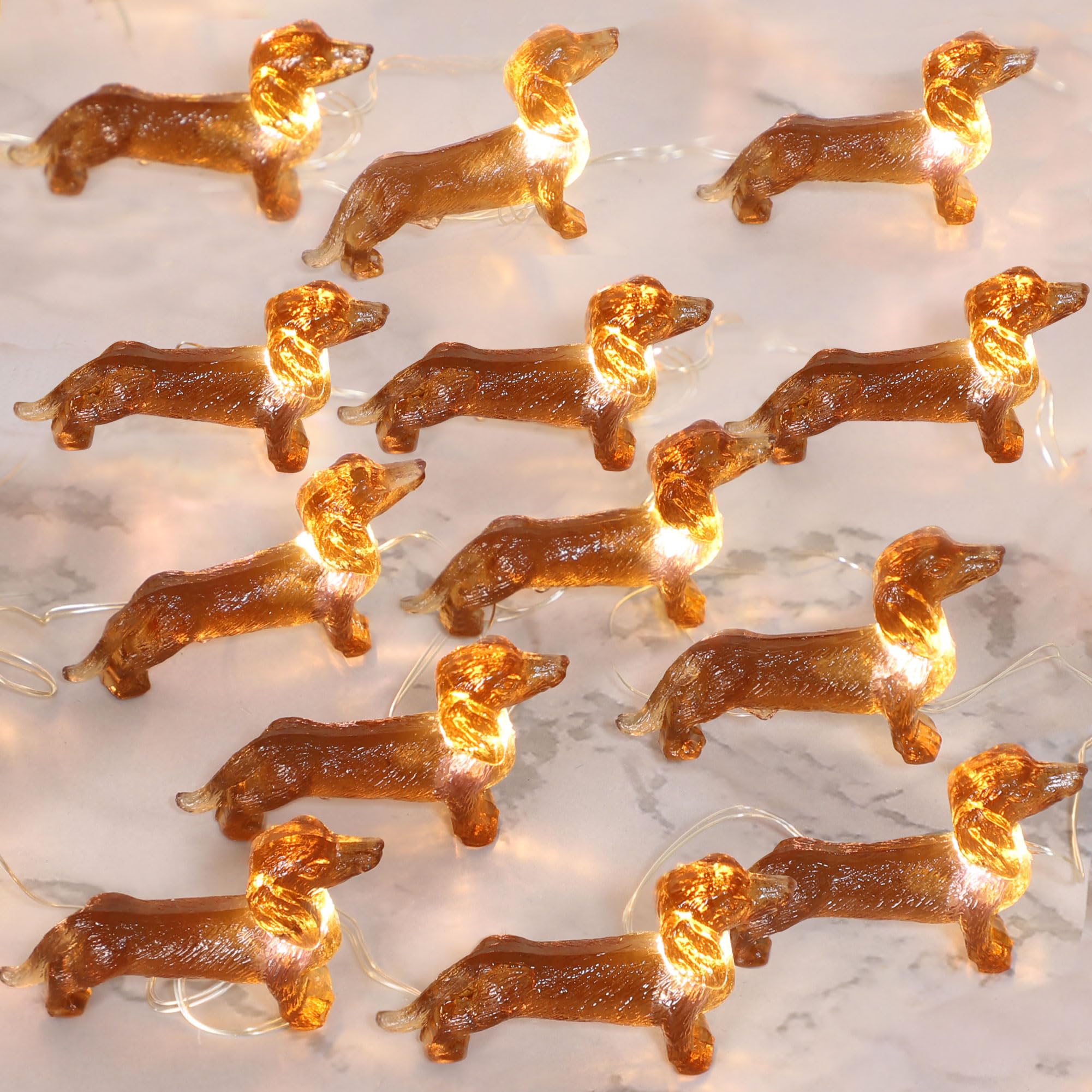 Dachshund Dog String Lights - 10ft 30 LED Battery/USB Powered Fairy Lights with Remote | Pet-Themed Indoor Decor for Weddings, Birthdays, Christmas & St. Patrick's Day | Perfect for Home, Nursery, Party & Holiday Decorations